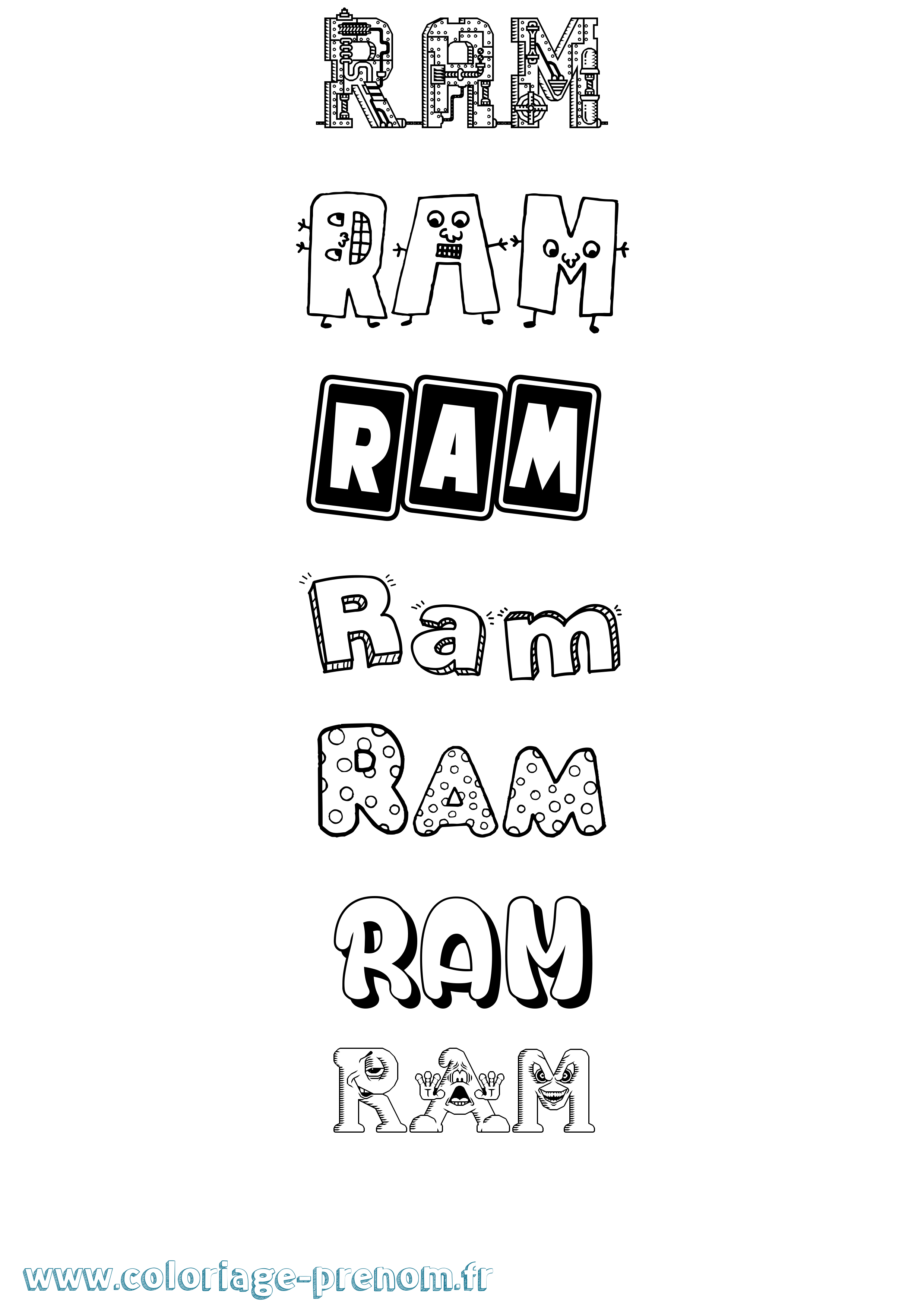 Coloriage Ram Fun Coloriage prénom Ram Fun