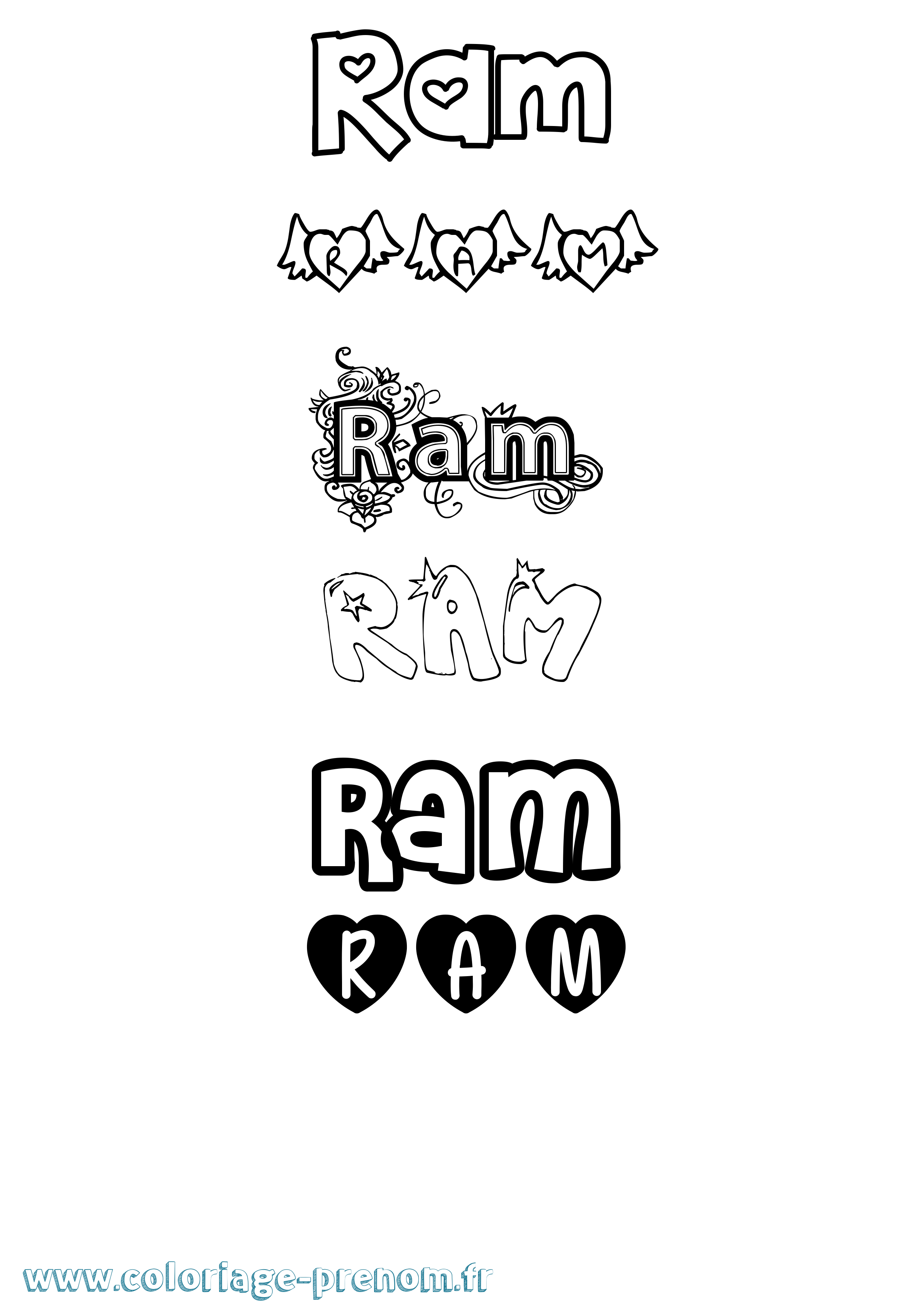 Coloriage Ram Girly Coloriage prénom Ram Girly