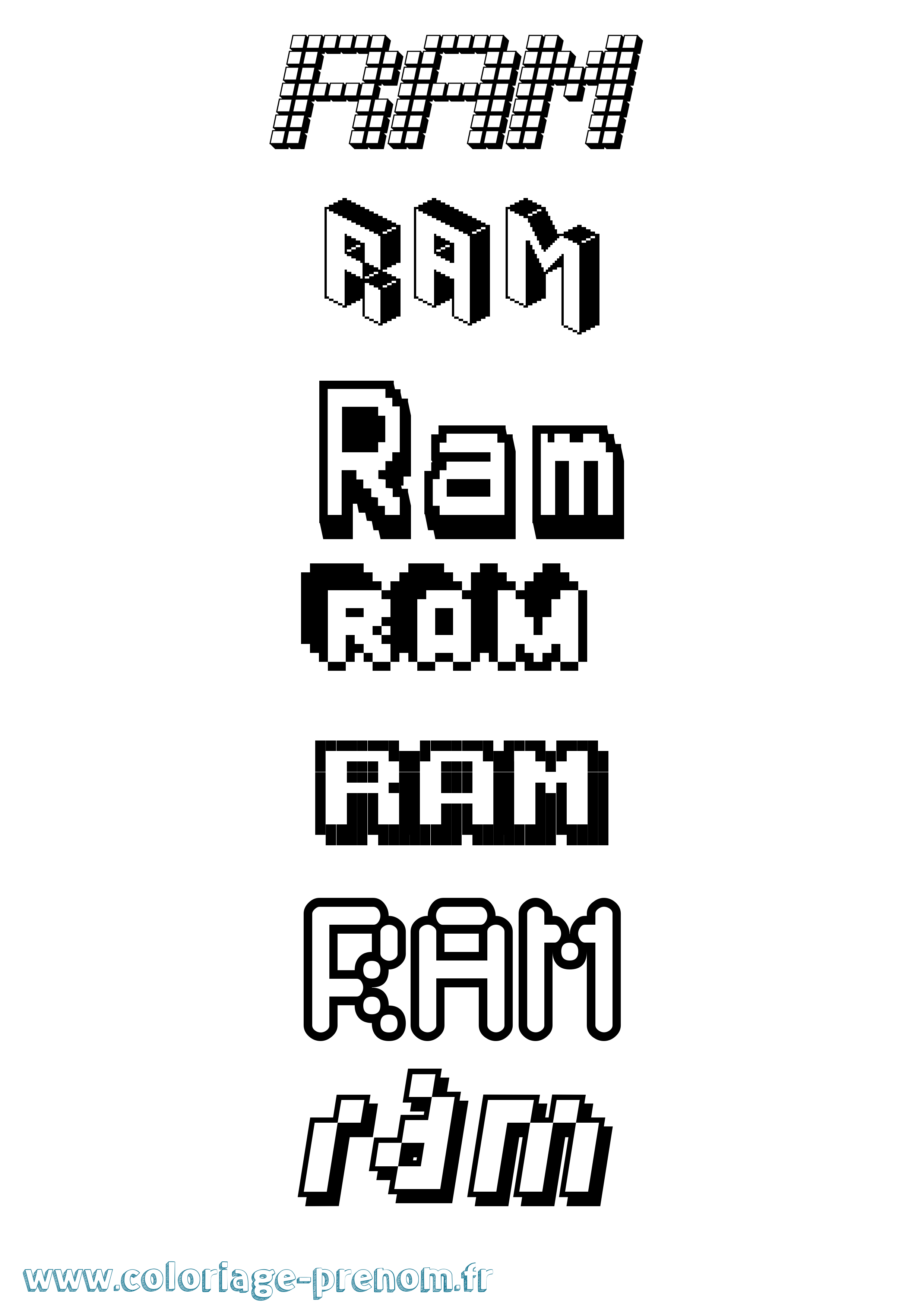 Coloriage Ram Pixel Coloriage prénom Ram Pixel