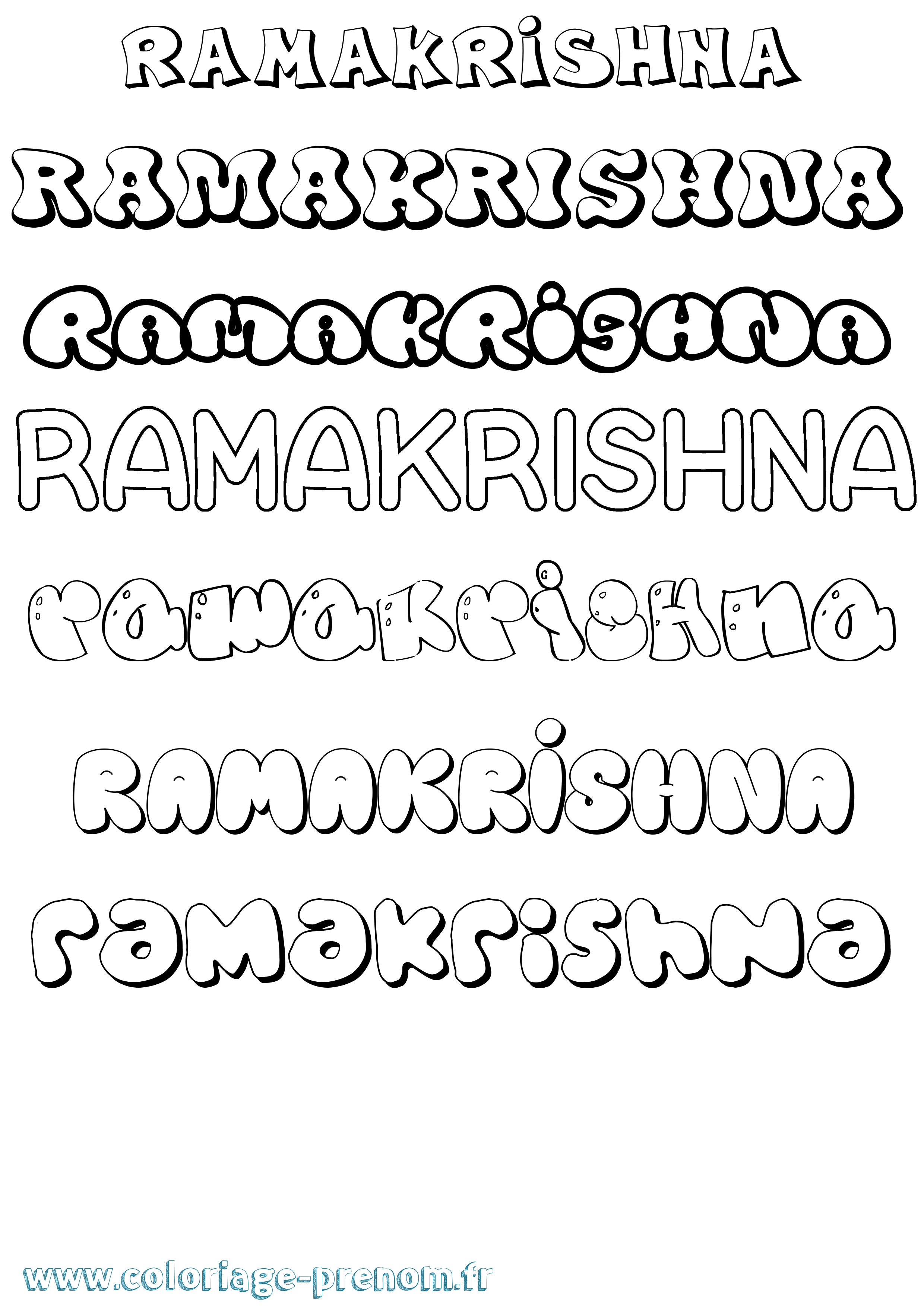 Coloriage Ramakrishna Bubble Coloriage prénom Ramakrishna Bubble