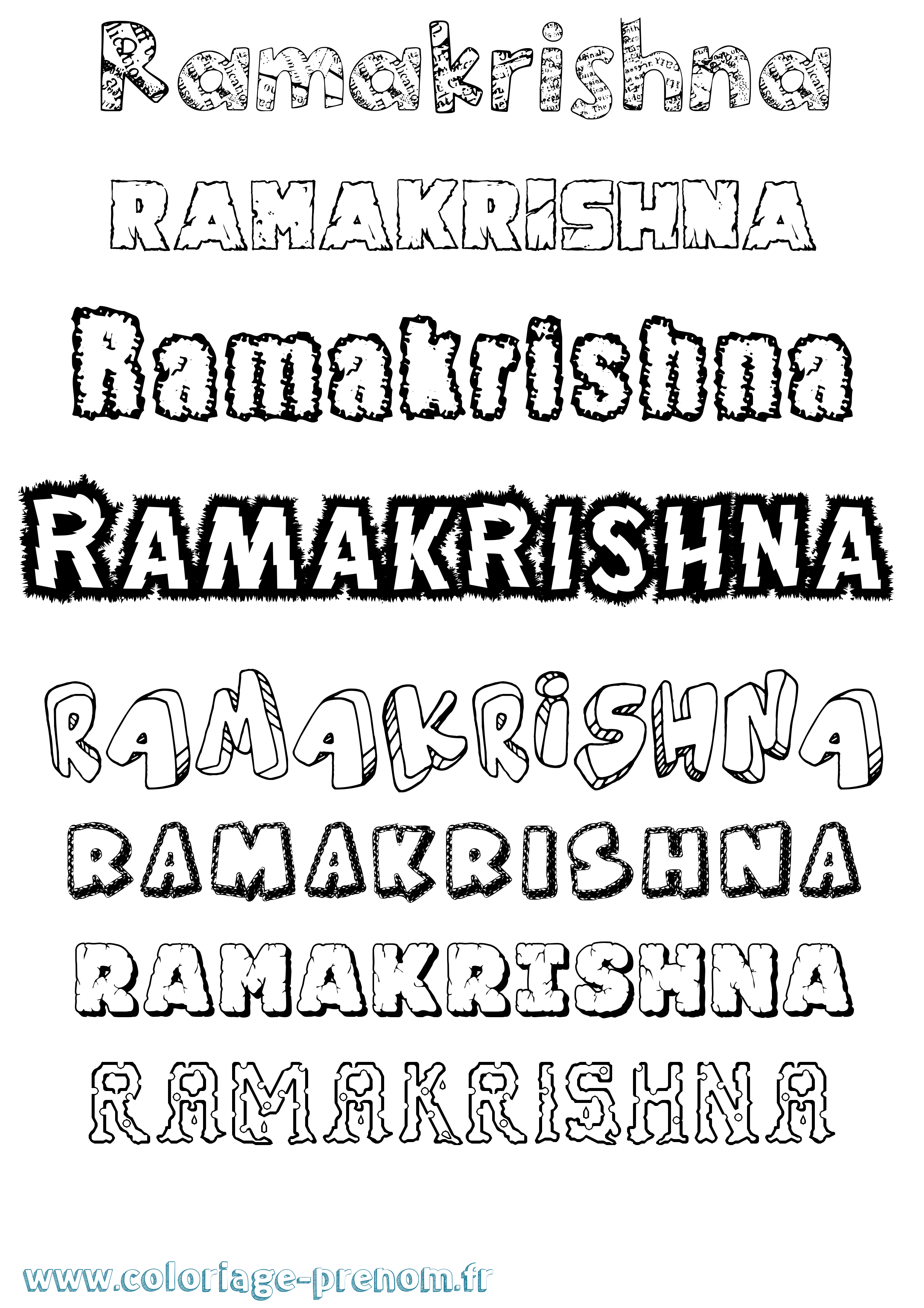 Coloriage Ramakrishna Destructuré Coloriage prénom Ramakrishna Destructuré