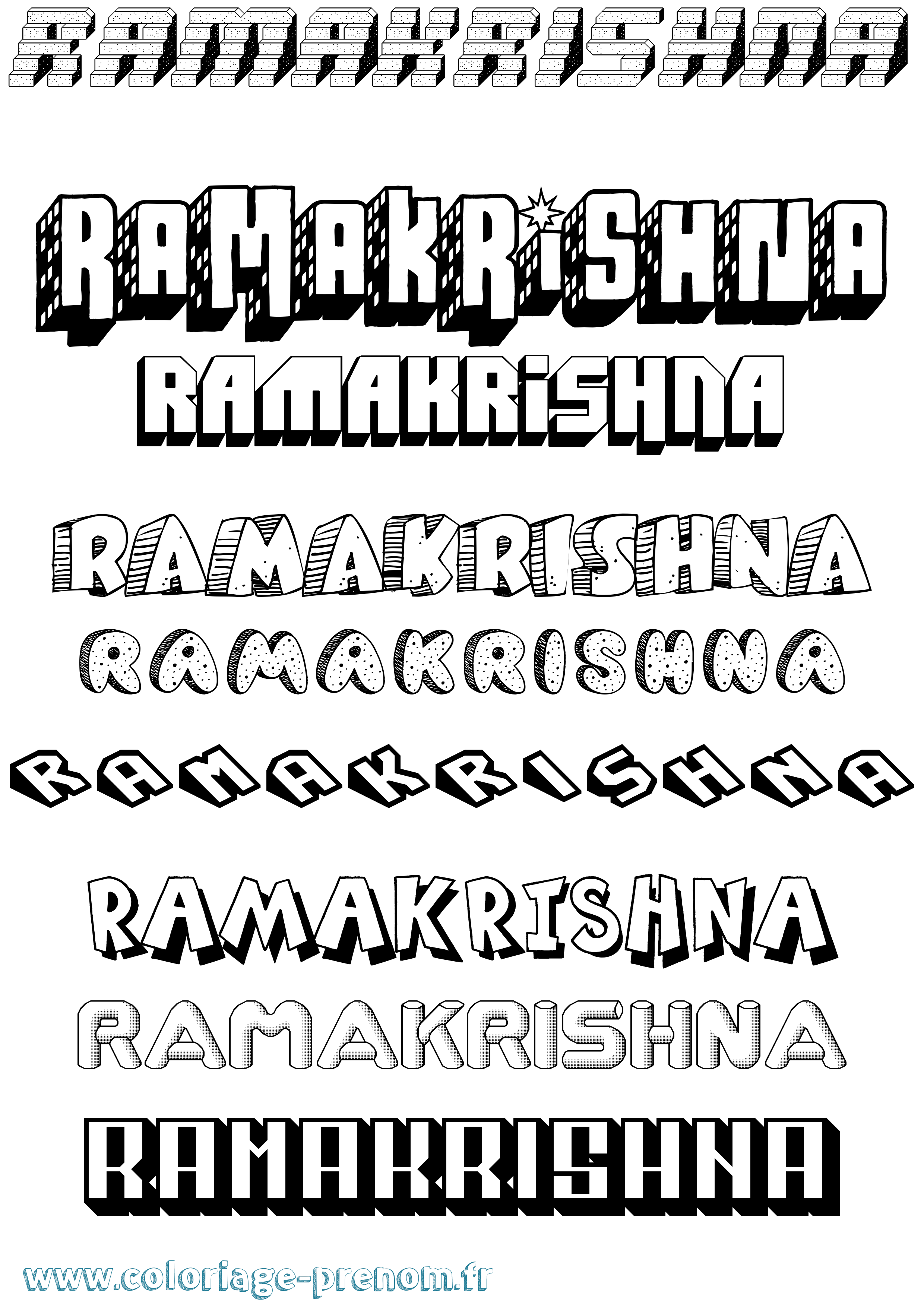 Coloriage Ramakrishna Effet 3D Coloriage prénom Ramakrishna Effet 3D