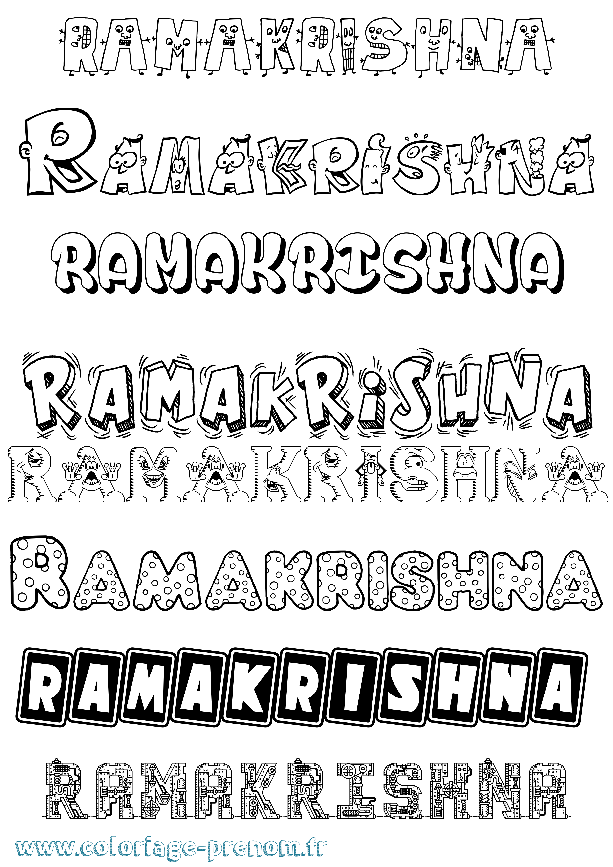 Coloriage Ramakrishna Fun Coloriage prénom Ramakrishna Fun