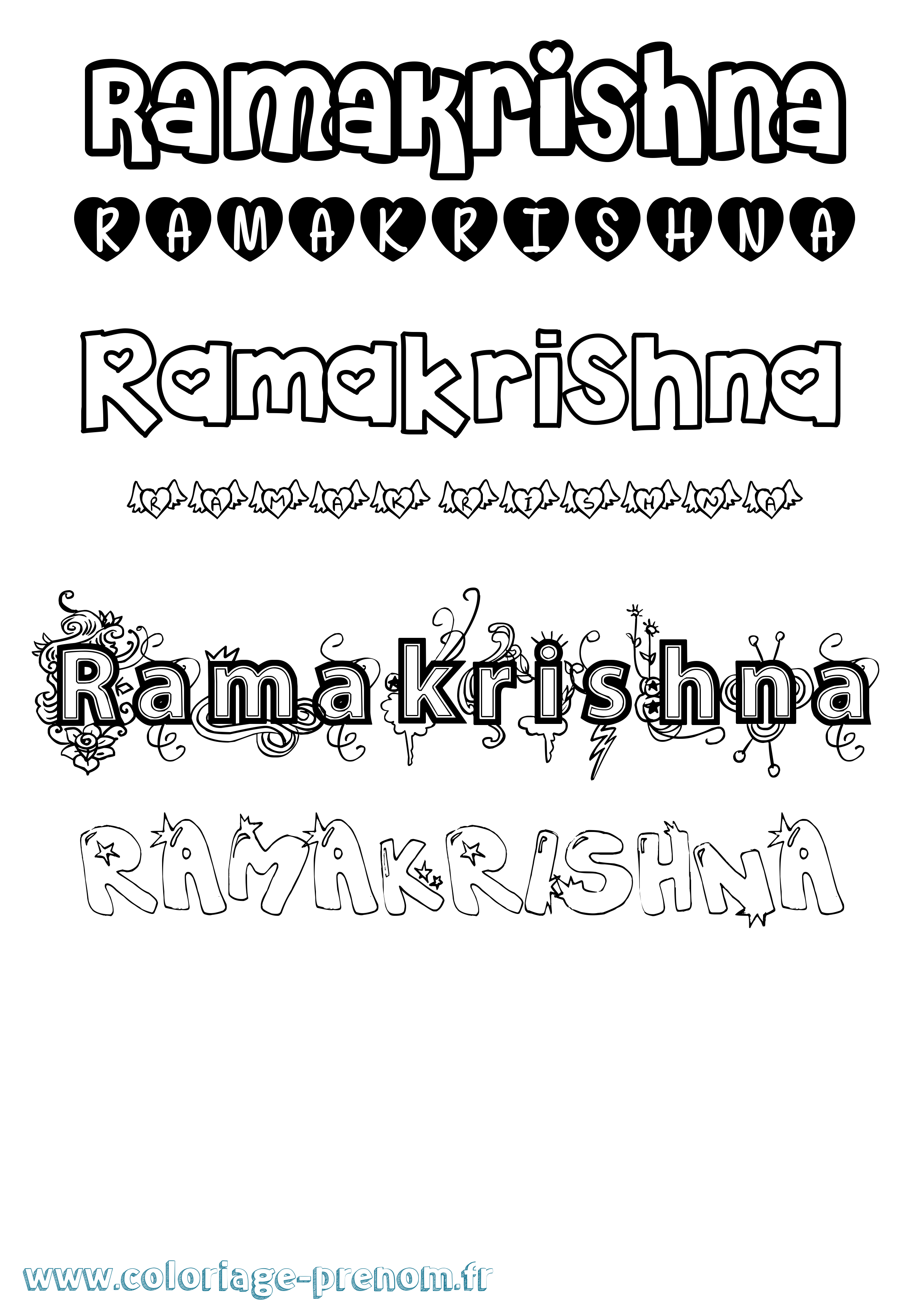 Coloriage Ramakrishna Girly Coloriage prénom Ramakrishna Girly