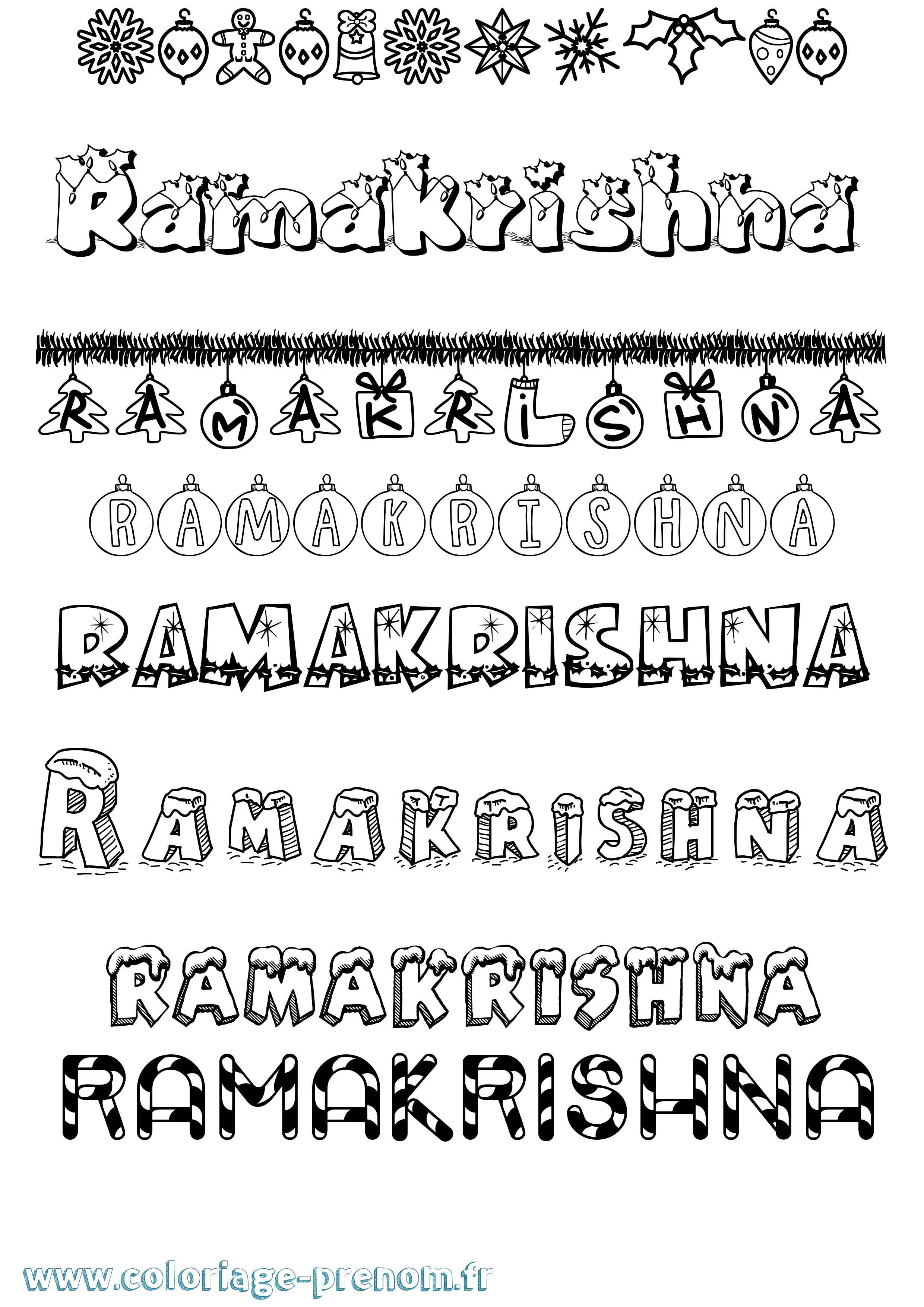 Coloriage Ramakrishna Noël Coloriage prénom Ramakrishna Noël