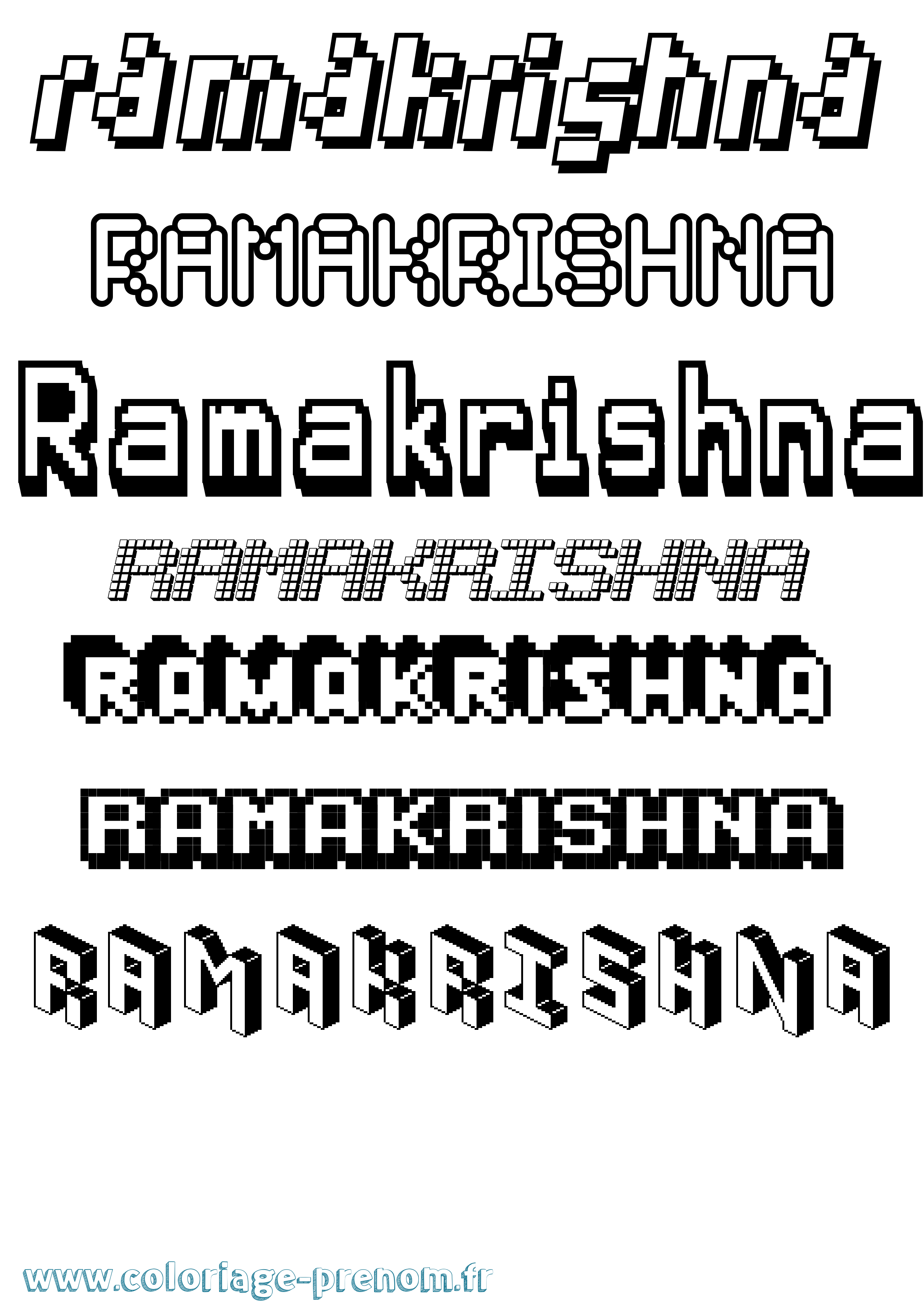 Coloriage Ramakrishna Pixel Coloriage prénom Ramakrishna Pixel