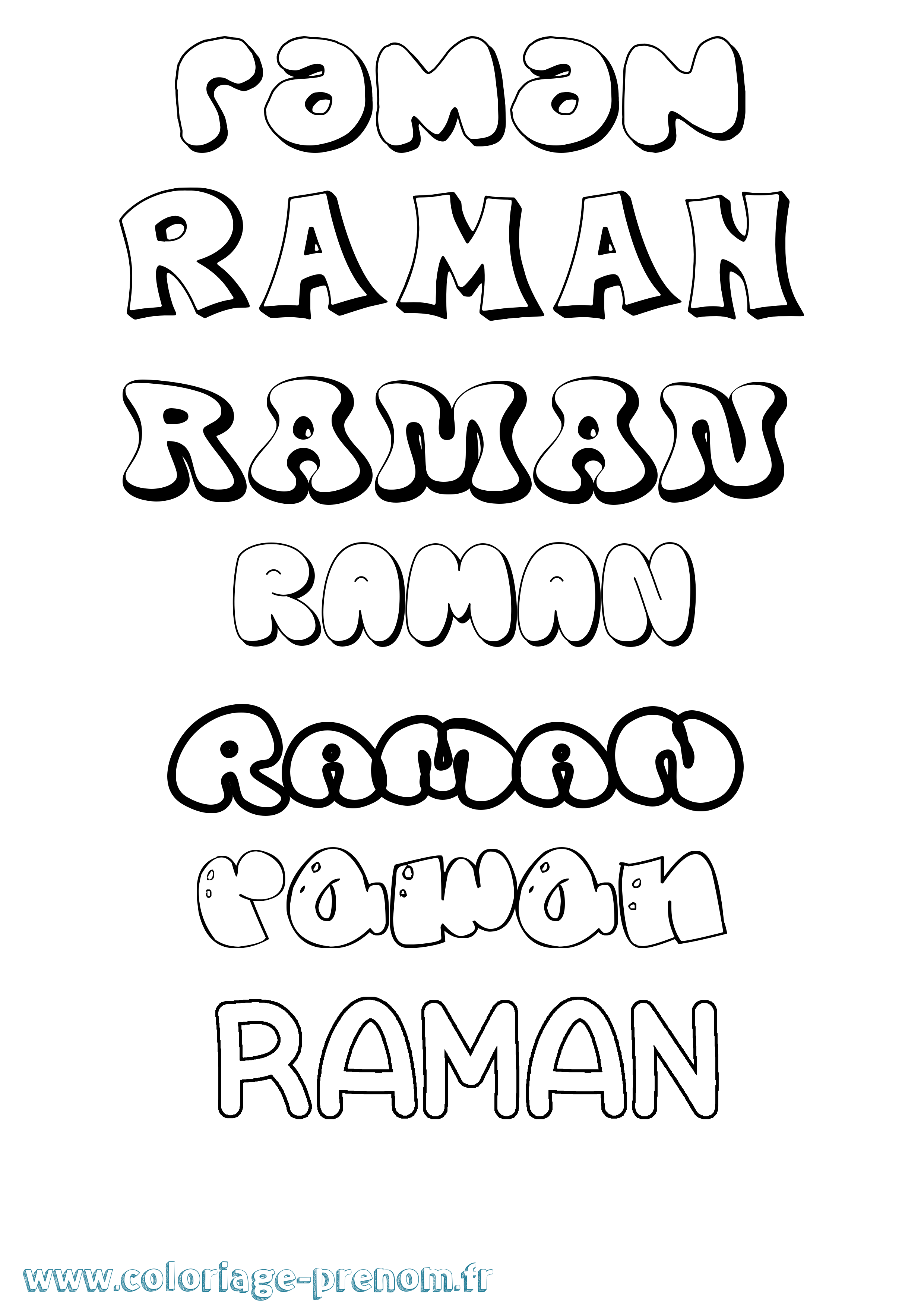 Coloriage Raman Bubble Coloriage prénom Raman Bubble