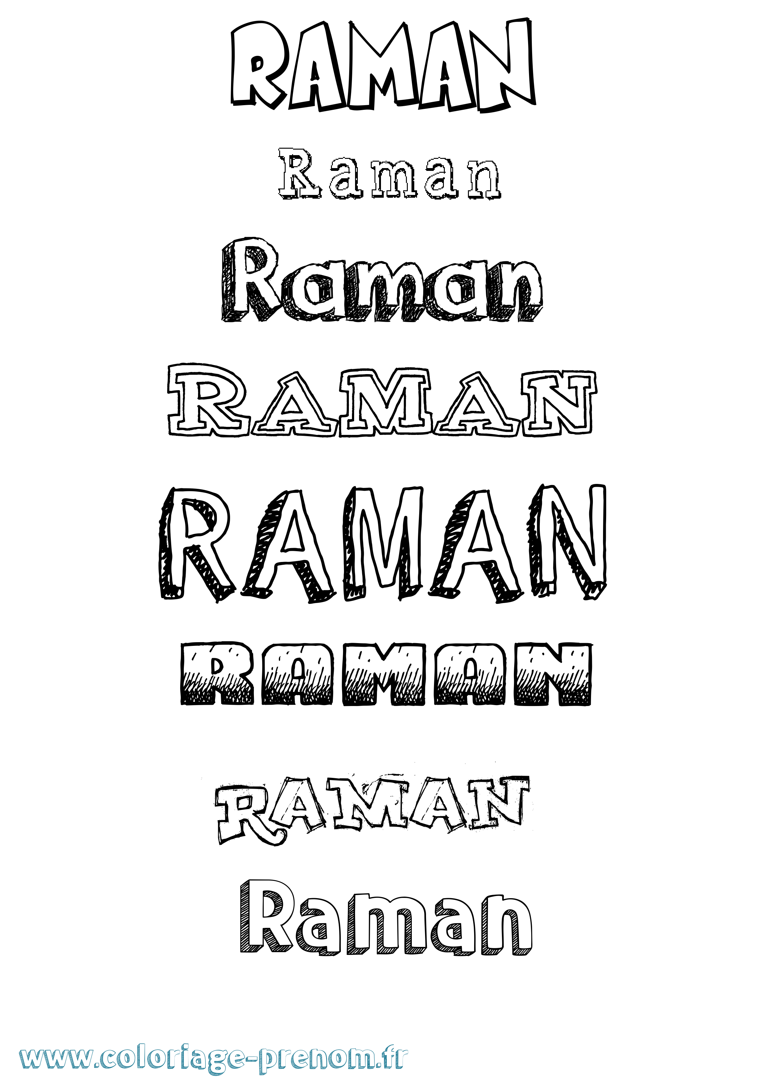 Coloriage Raman Dessiné Coloriage prénom Raman Dessiné
