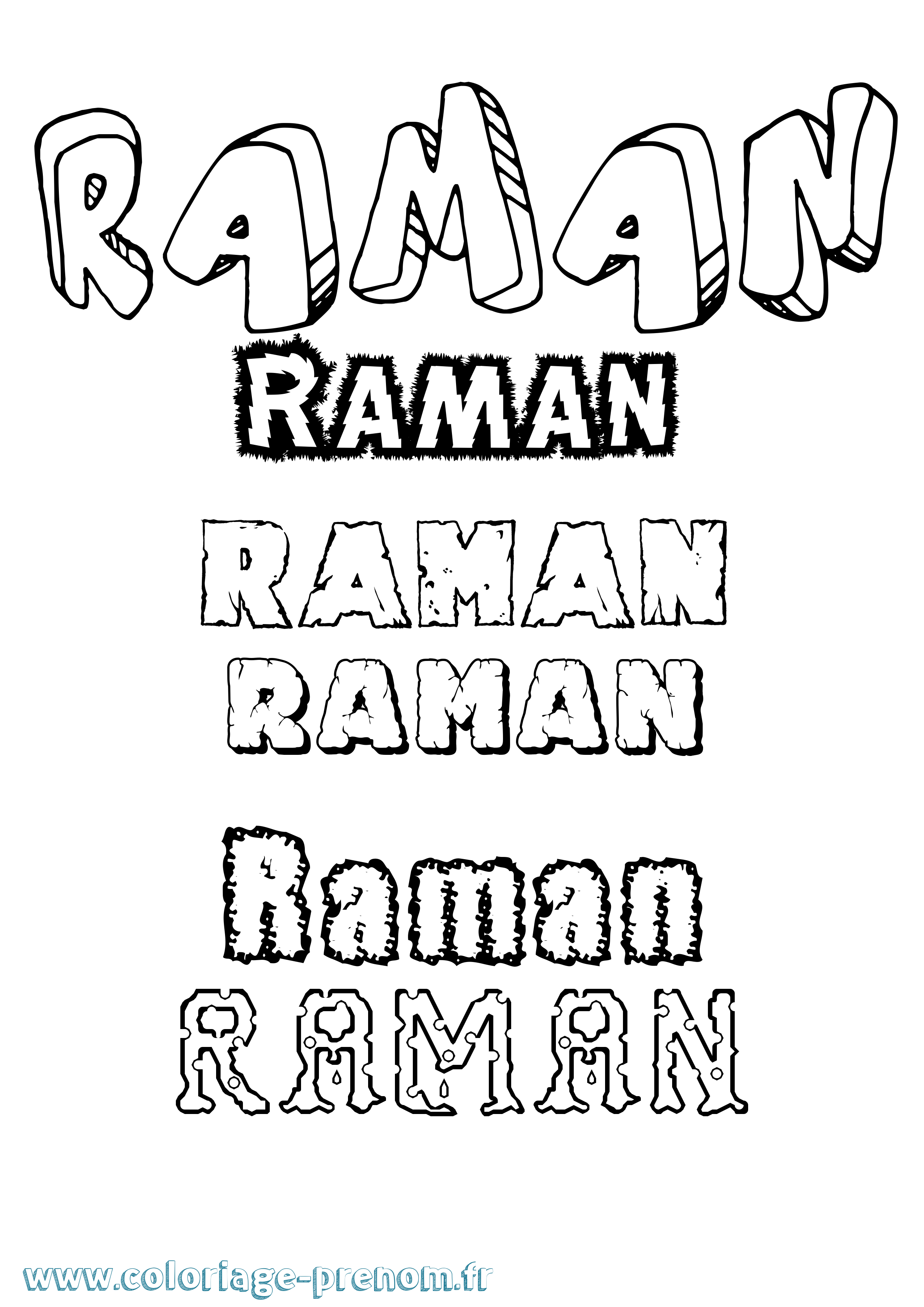 Coloriage Raman Destructuré Coloriage prénom Raman Destructuré