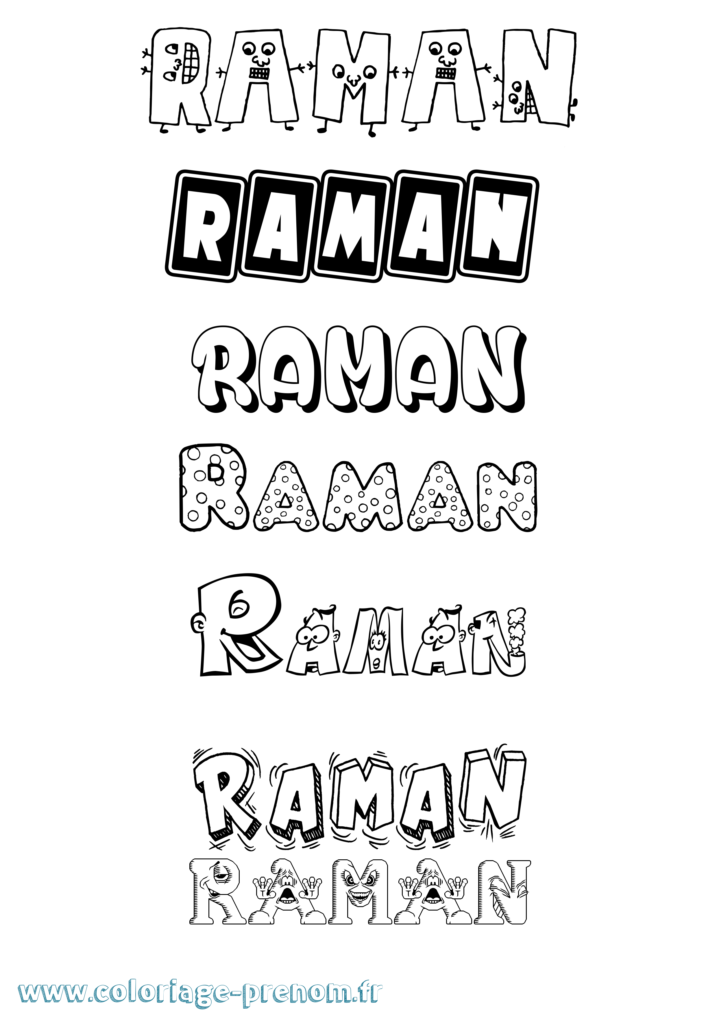 Coloriage Raman Fun Coloriage prénom Raman Fun
