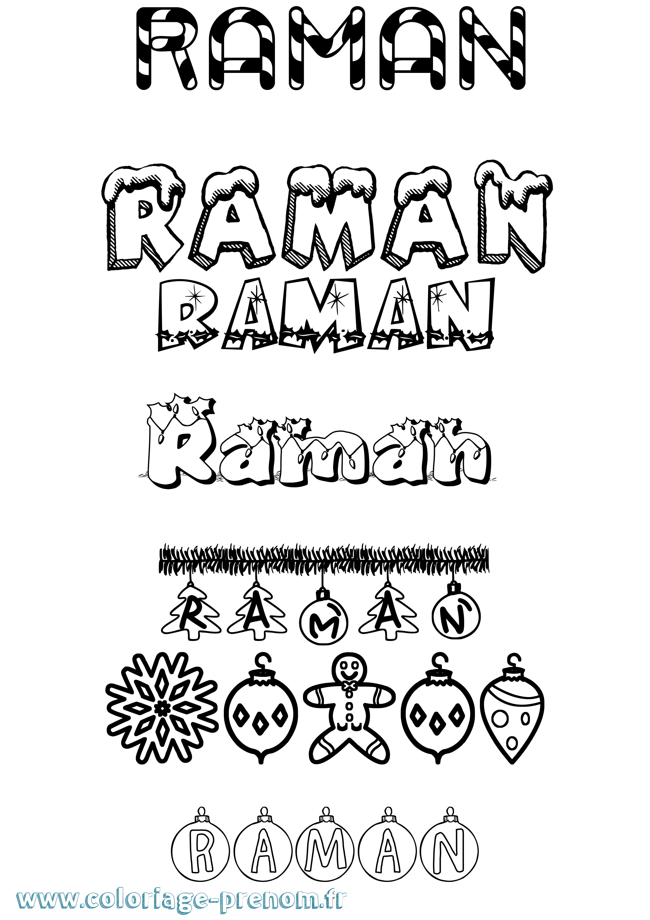 Coloriage Raman Noël Coloriage prénom Raman Noël