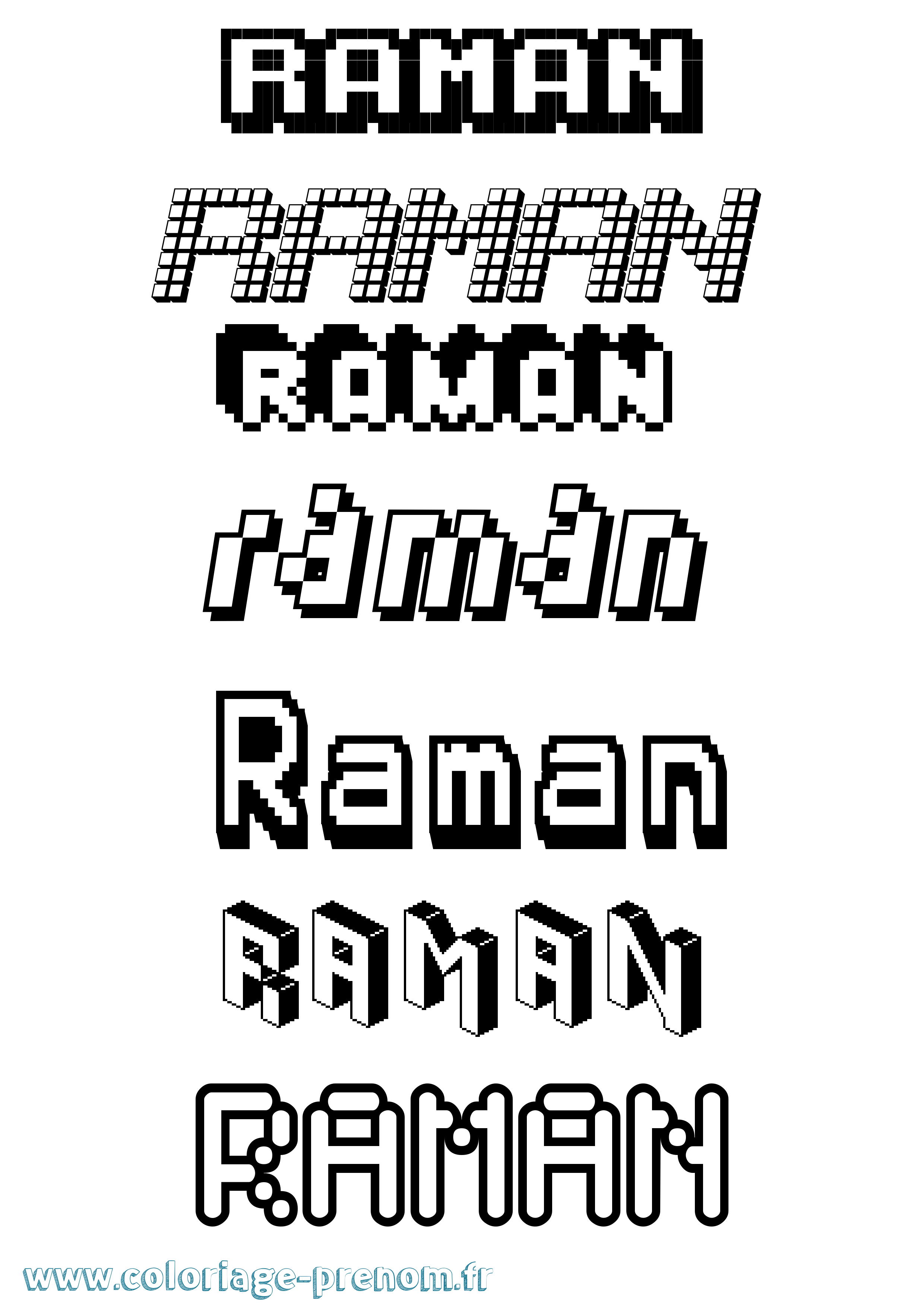 Coloriage Raman Pixel Coloriage prénom Raman Pixel