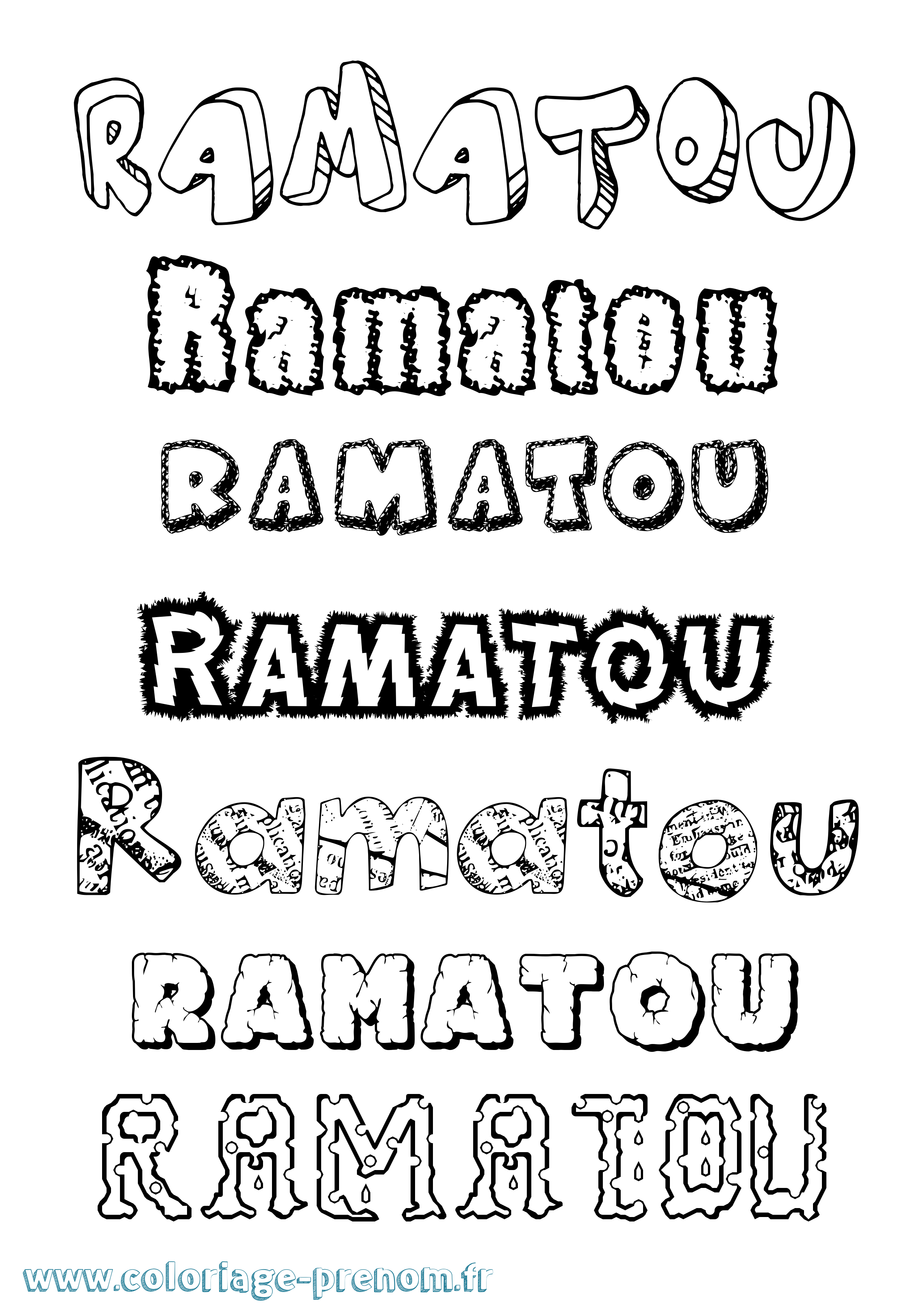 Coloriage Ramatou Destructuré Coloriage prénom Ramatou Destructuré