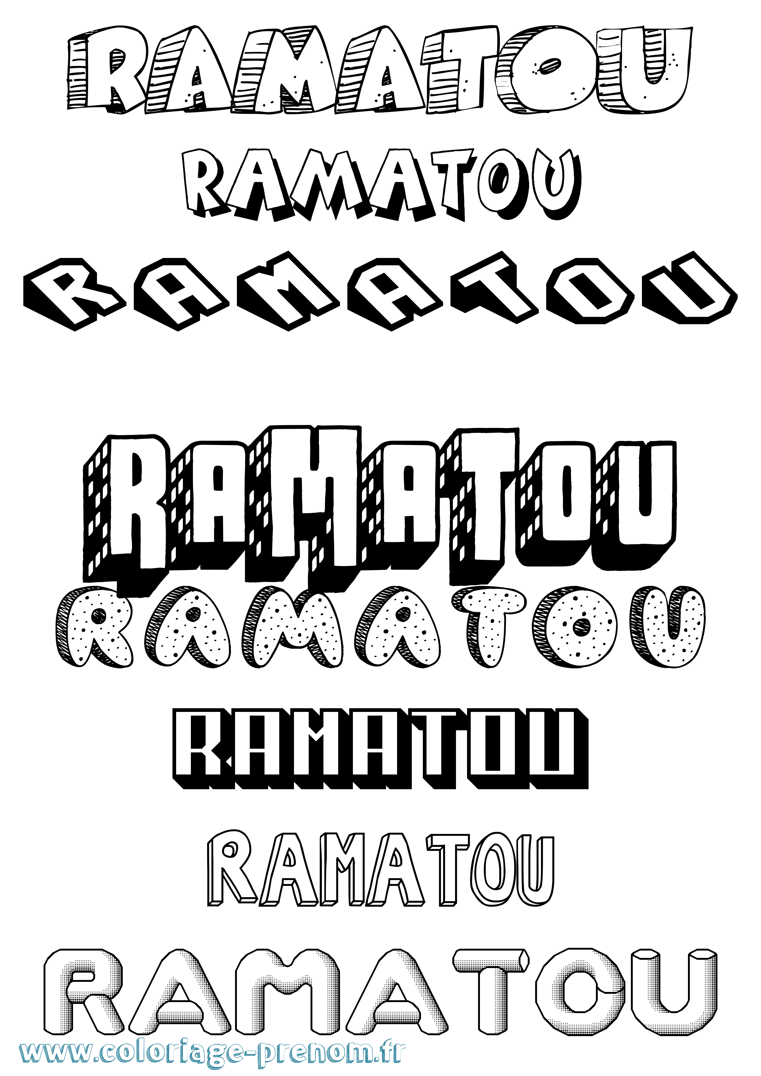 Coloriage Ramatou Effet 3D Coloriage prénom Ramatou Effet 3D