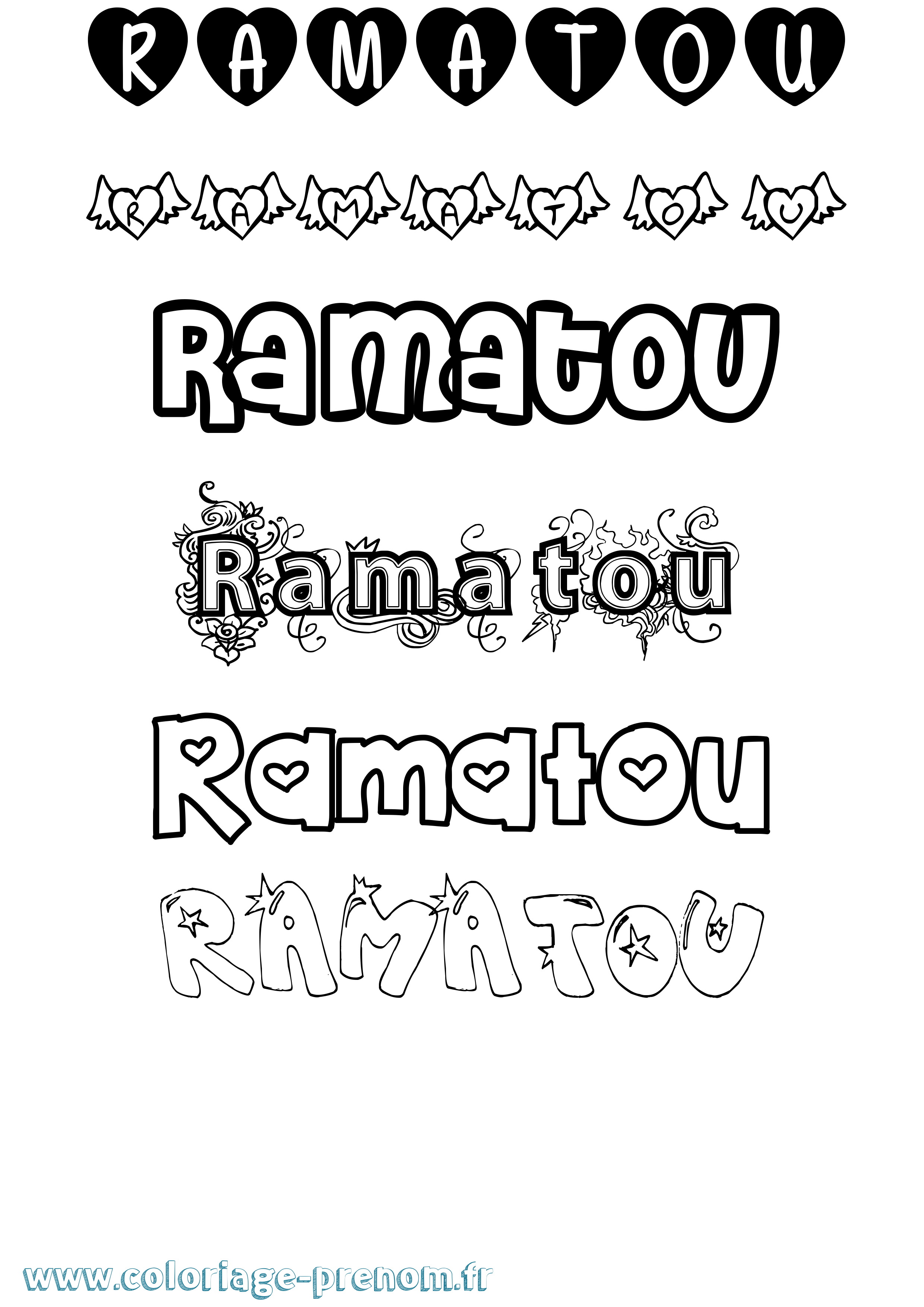 Coloriage Ramatou Girly Coloriage prénom Ramatou Girly