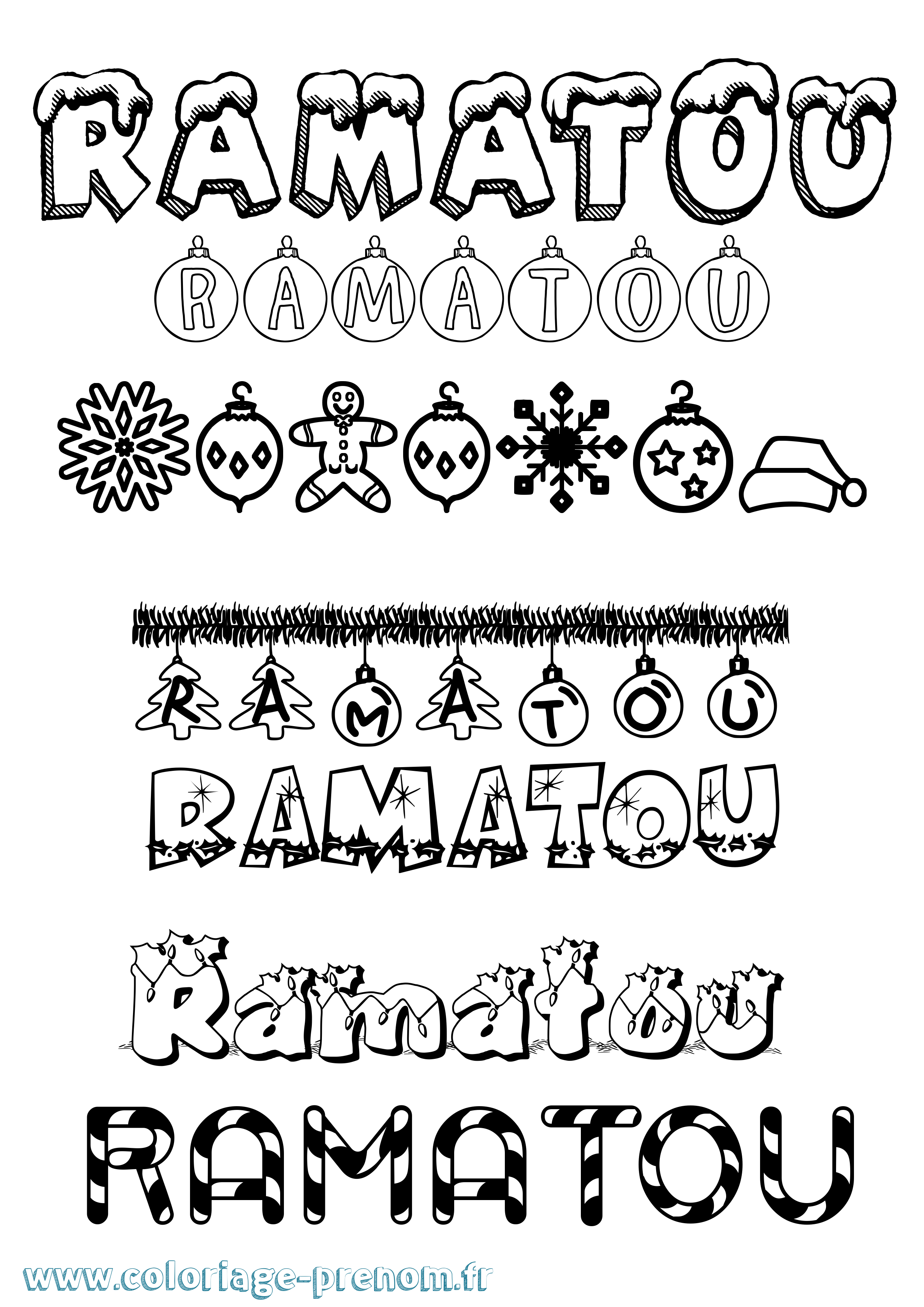 Coloriage Ramatou Noël Coloriage prénom Ramatou Noël