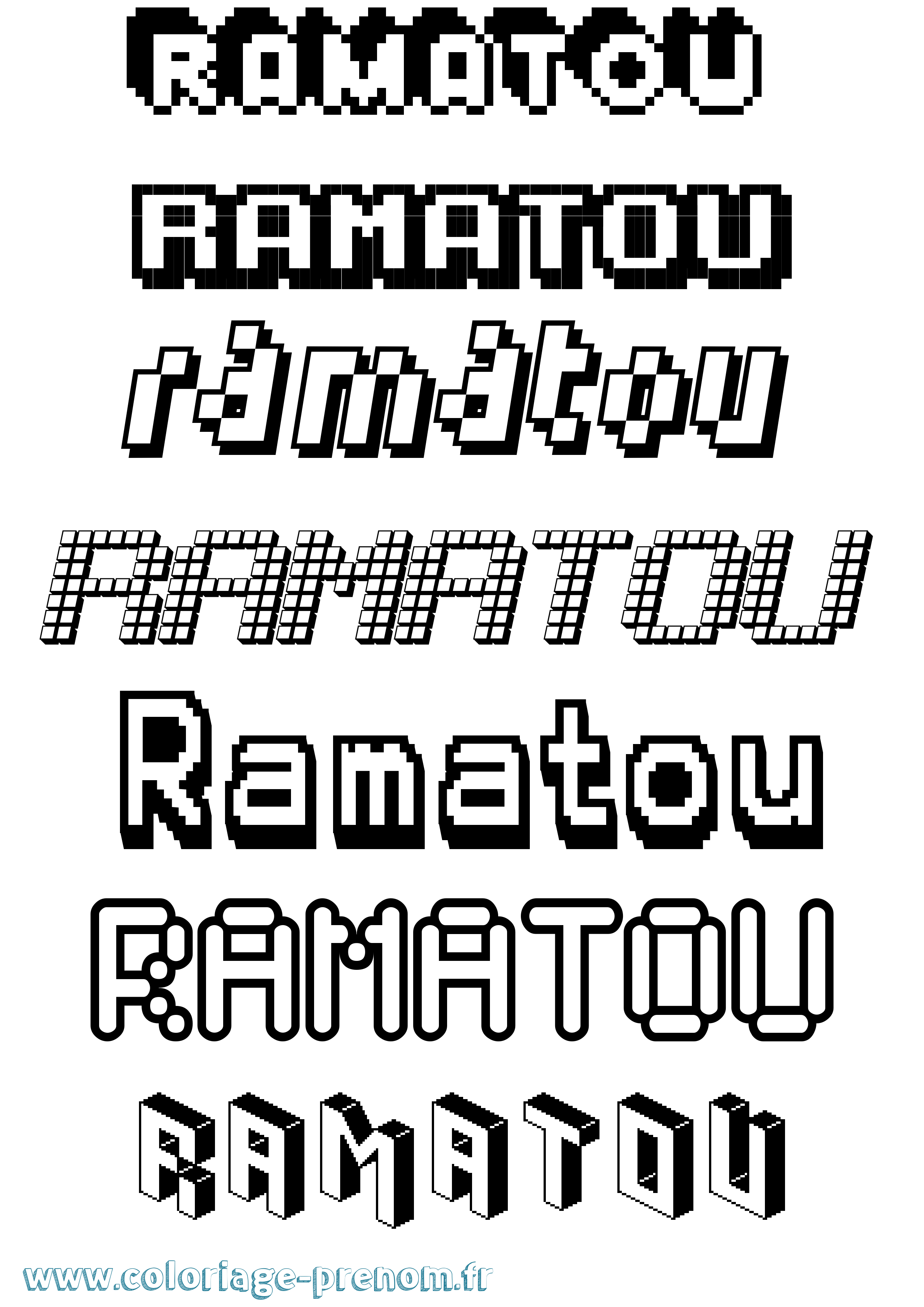 Coloriage Ramatou Pixel Coloriage prénom Ramatou Pixel
