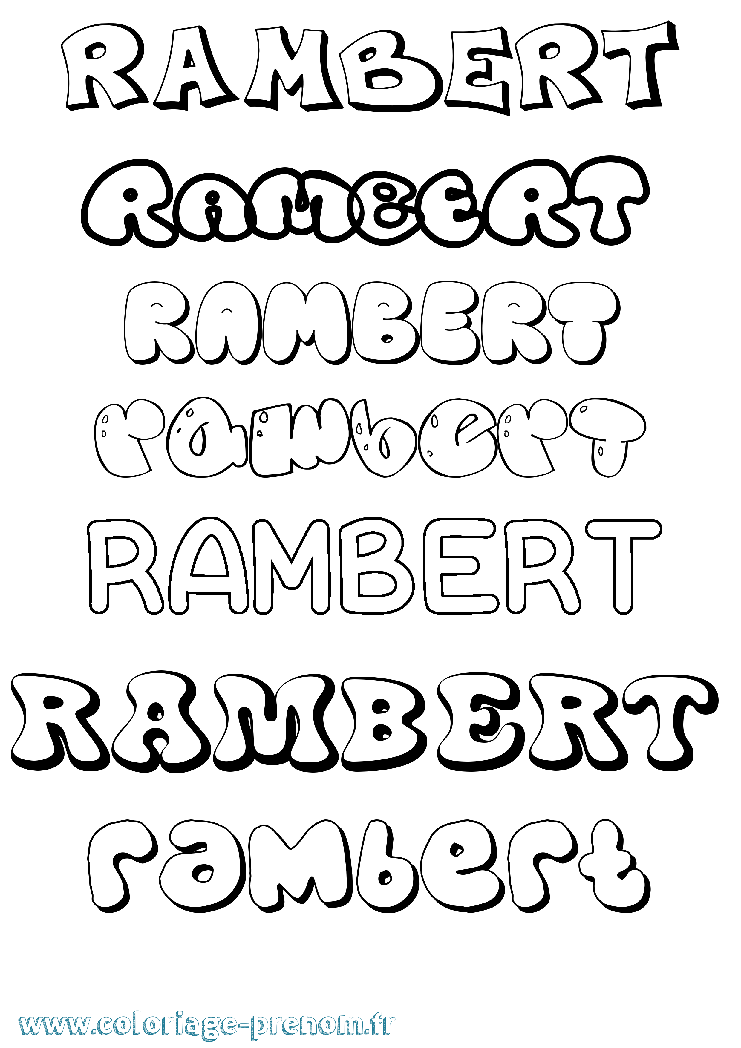 Coloriage Rambert Bubble Coloriage prénom Rambert Bubble