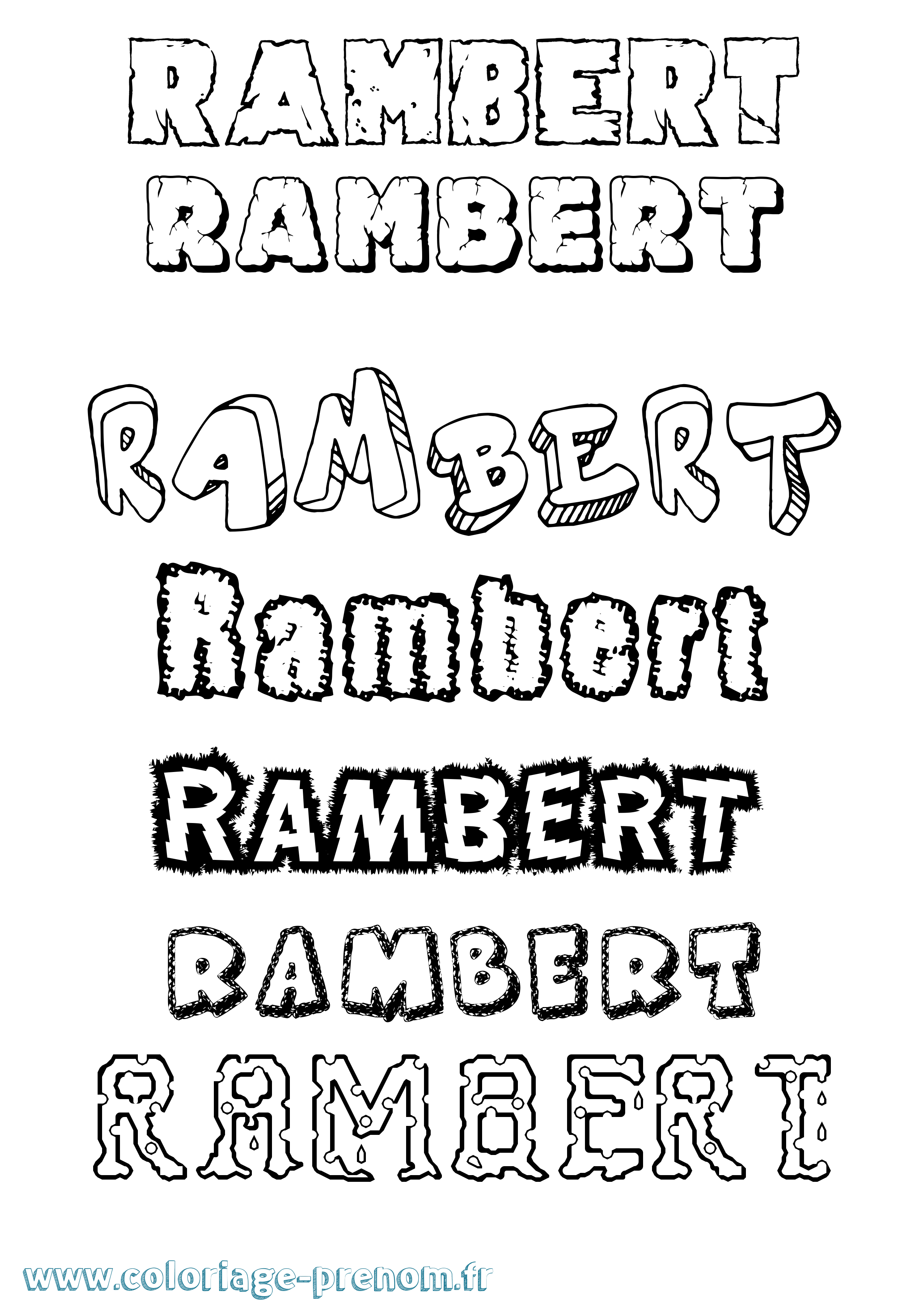 Coloriage Rambert Destructuré Coloriage prénom Rambert Destructuré