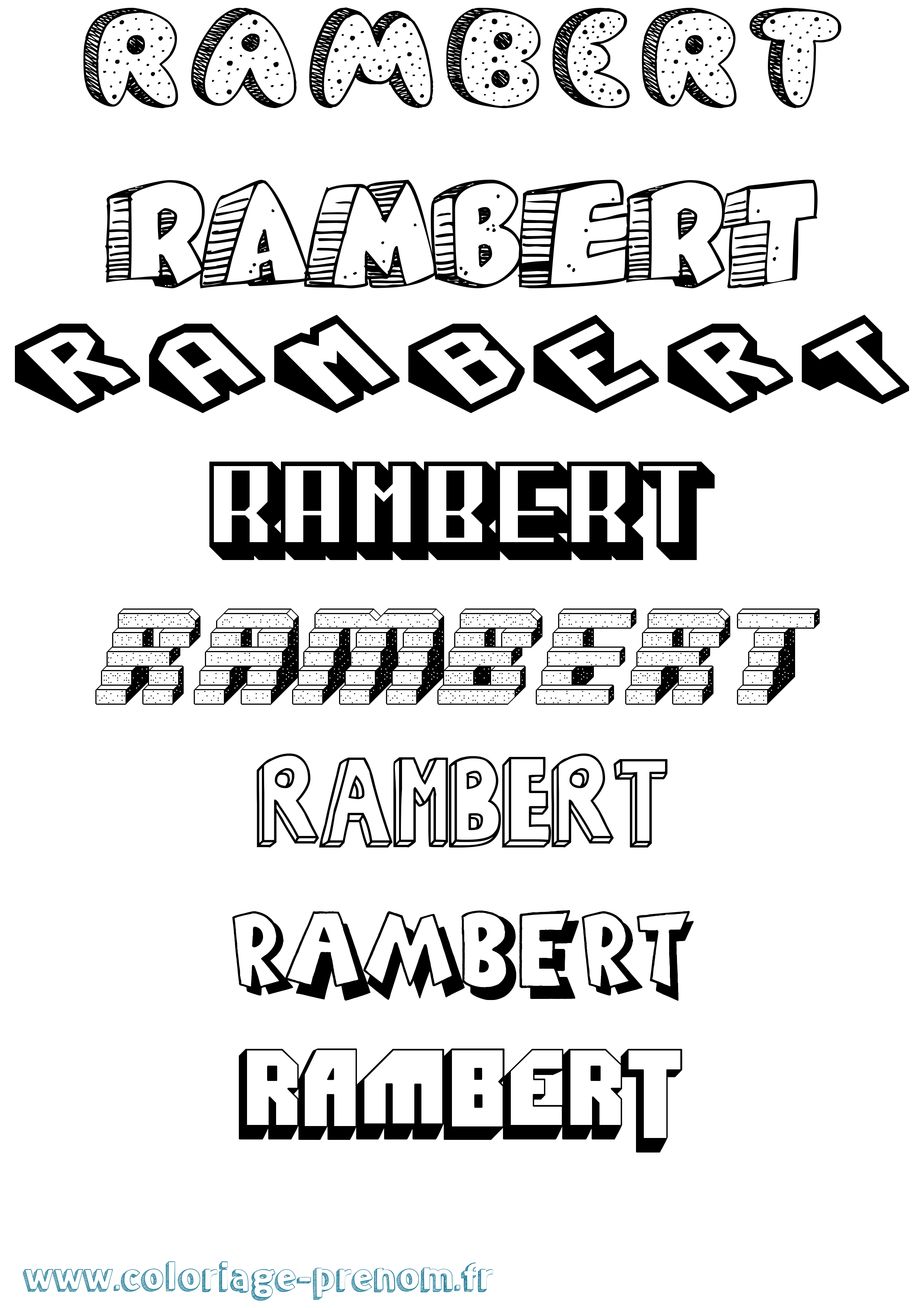 Coloriage Rambert Effet 3D Coloriage prénom Rambert Effet 3D