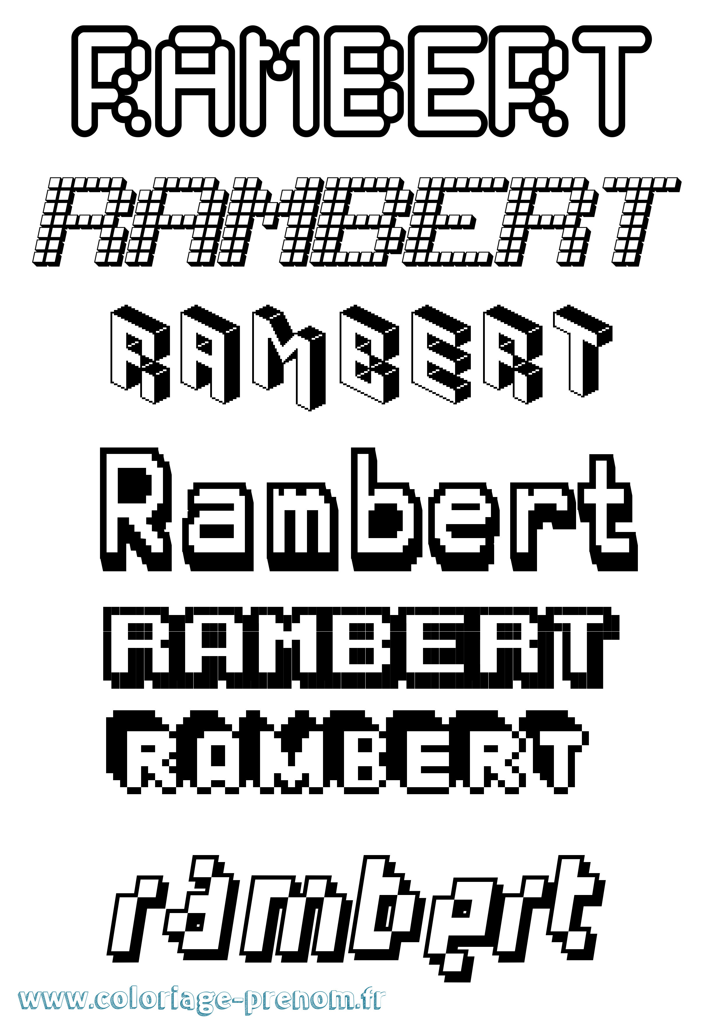 Coloriage Rambert Pixel Coloriage prénom Rambert Pixel