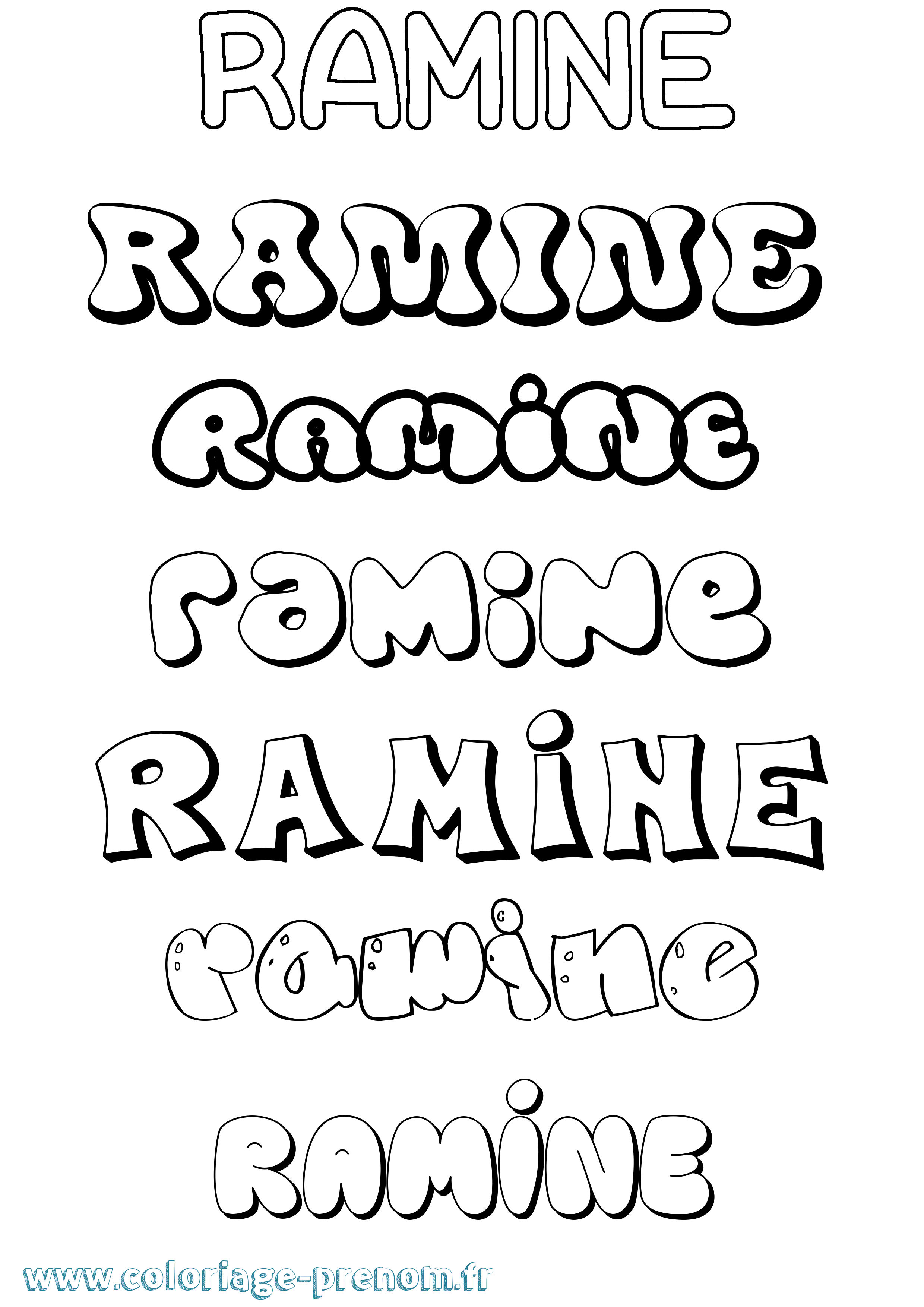 Coloriage Ramine Bubble Coloriage prénom Ramine Bubble