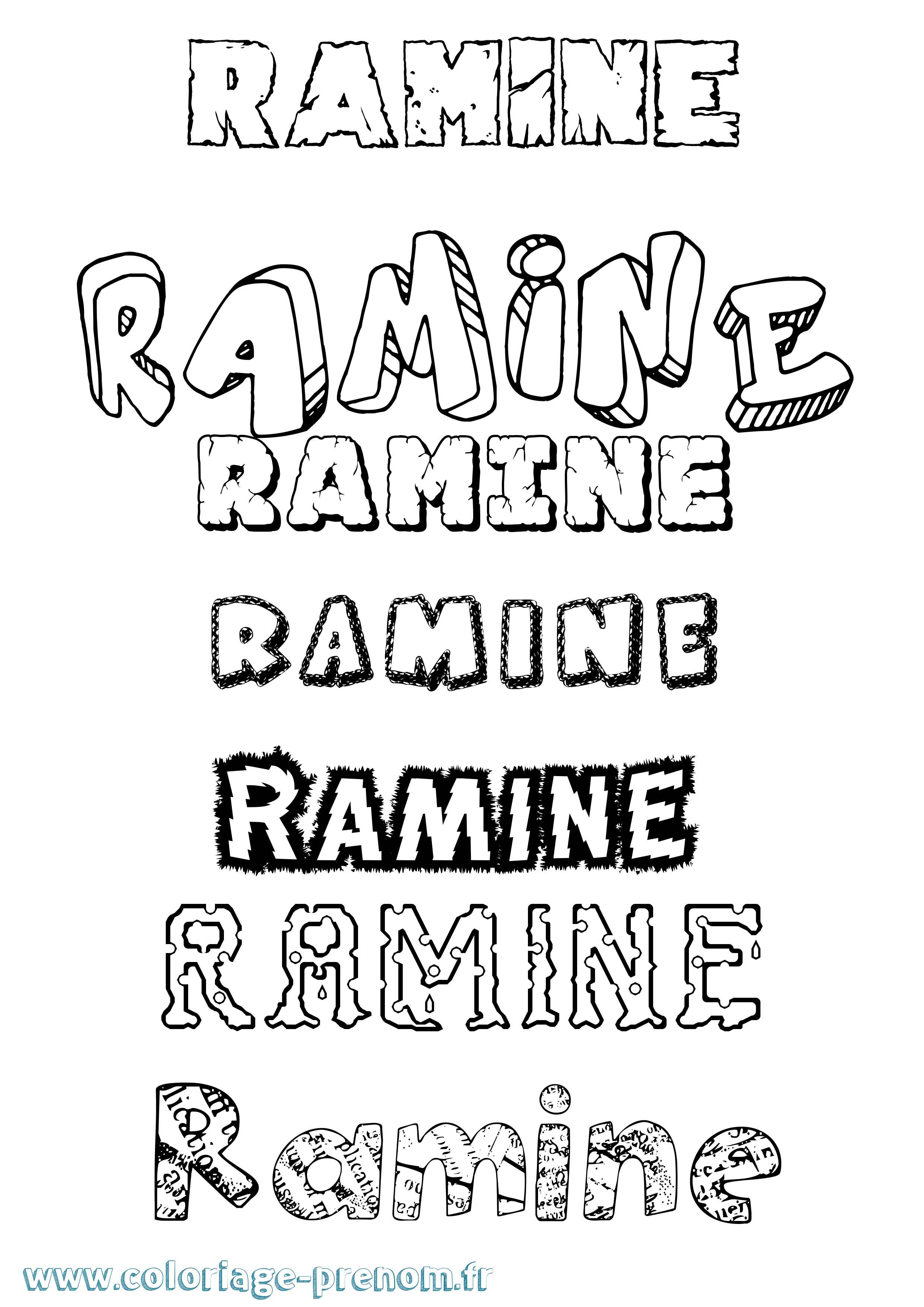 Coloriage Ramine Destructuré Coloriage prénom Ramine Destructuré