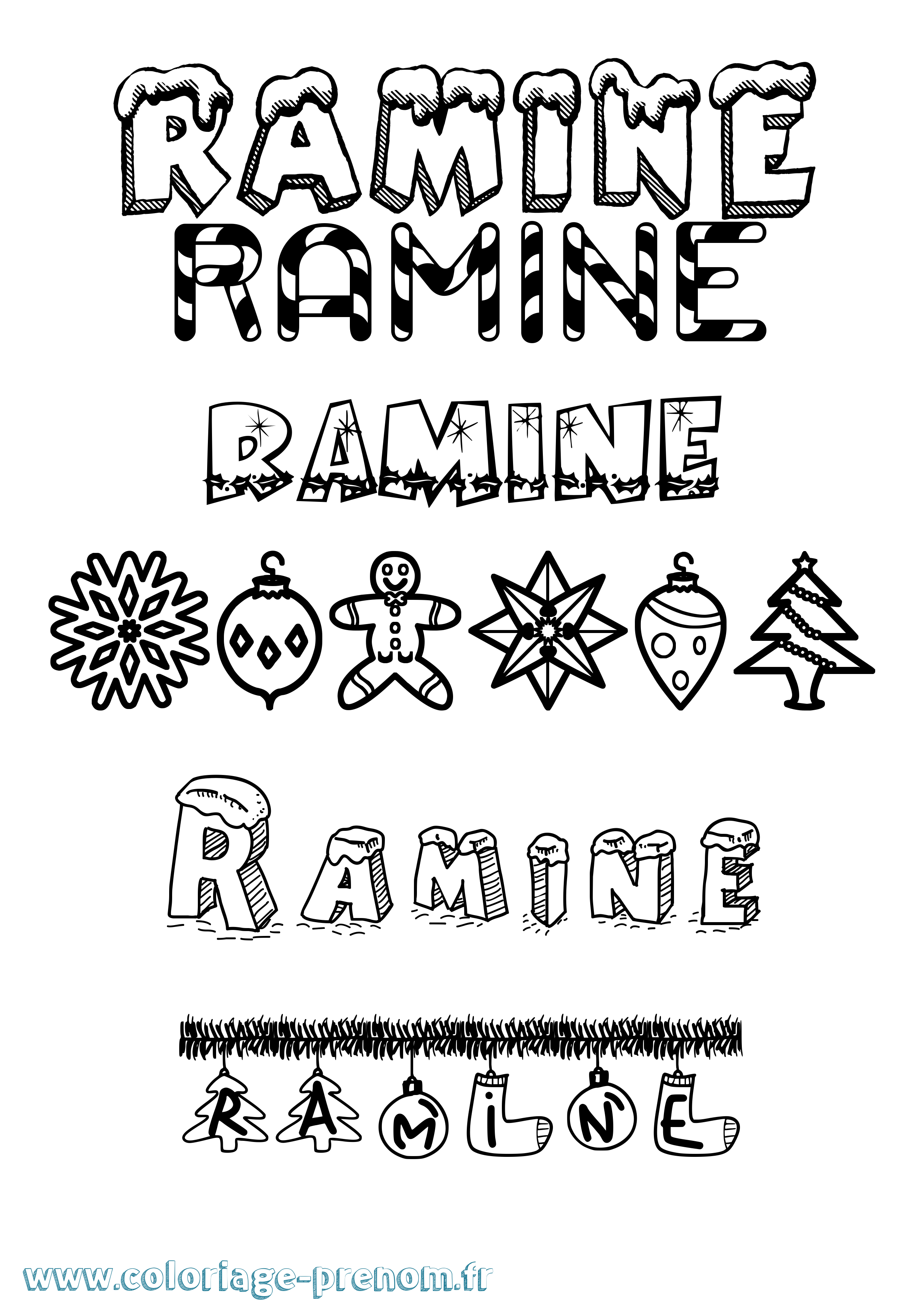 Coloriage Ramine Noël Coloriage prénom Ramine Noël