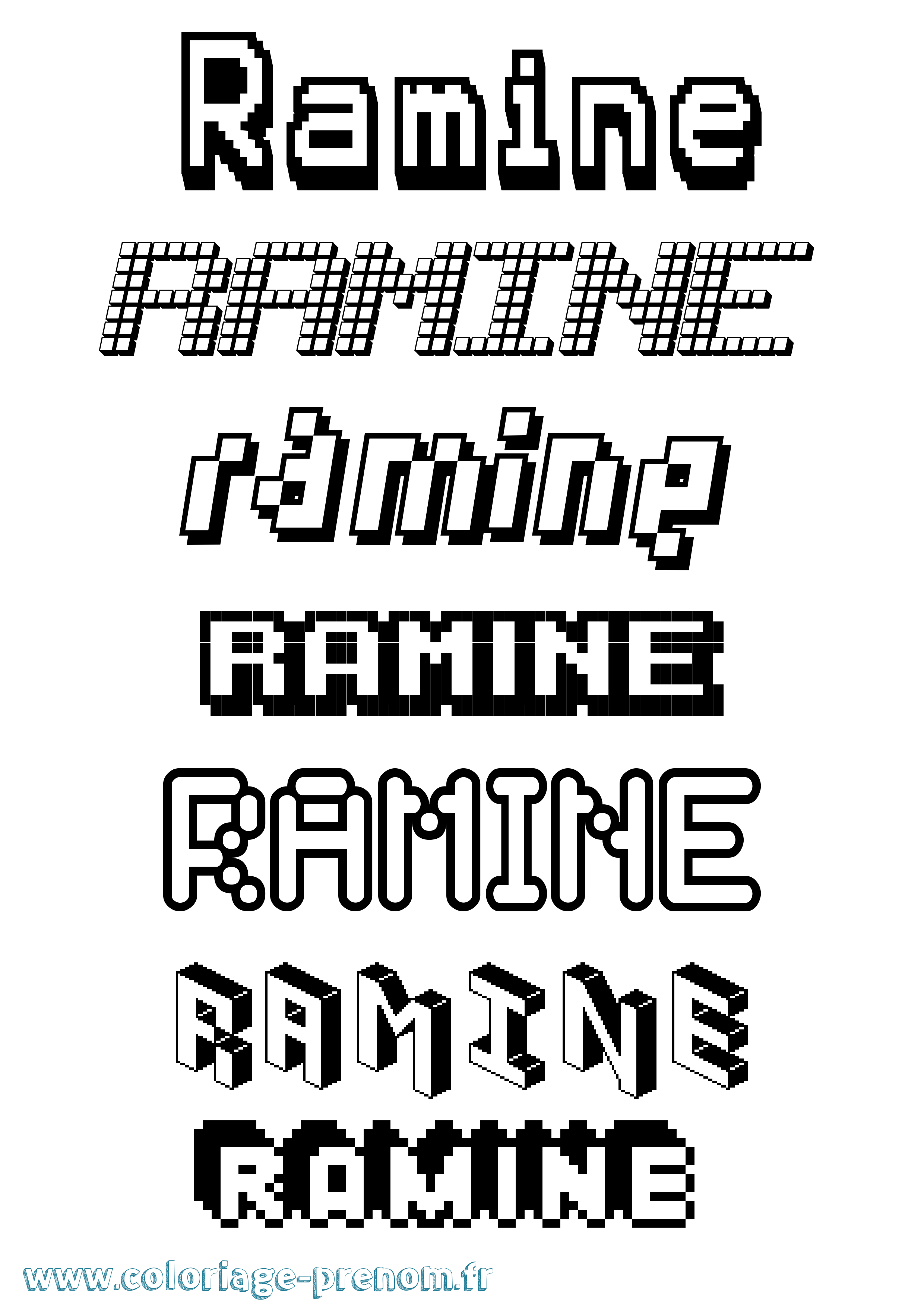 Coloriage Ramine Pixel Coloriage prénom Ramine Pixel