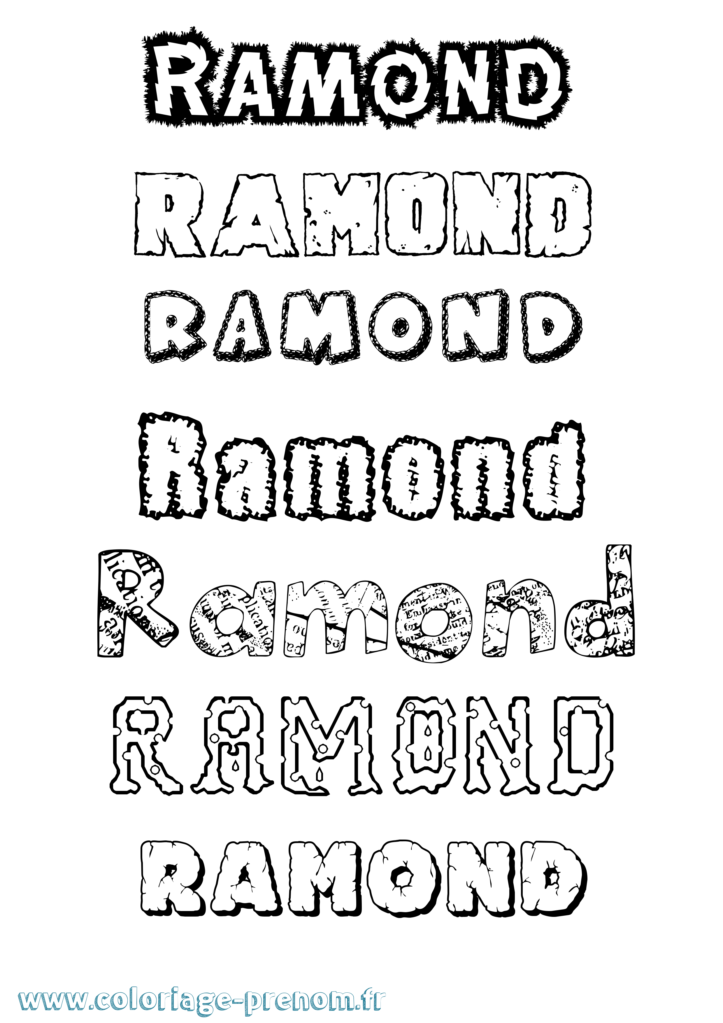 Coloriage Ramond Destructuré Coloriage prénom Ramond Destructuré