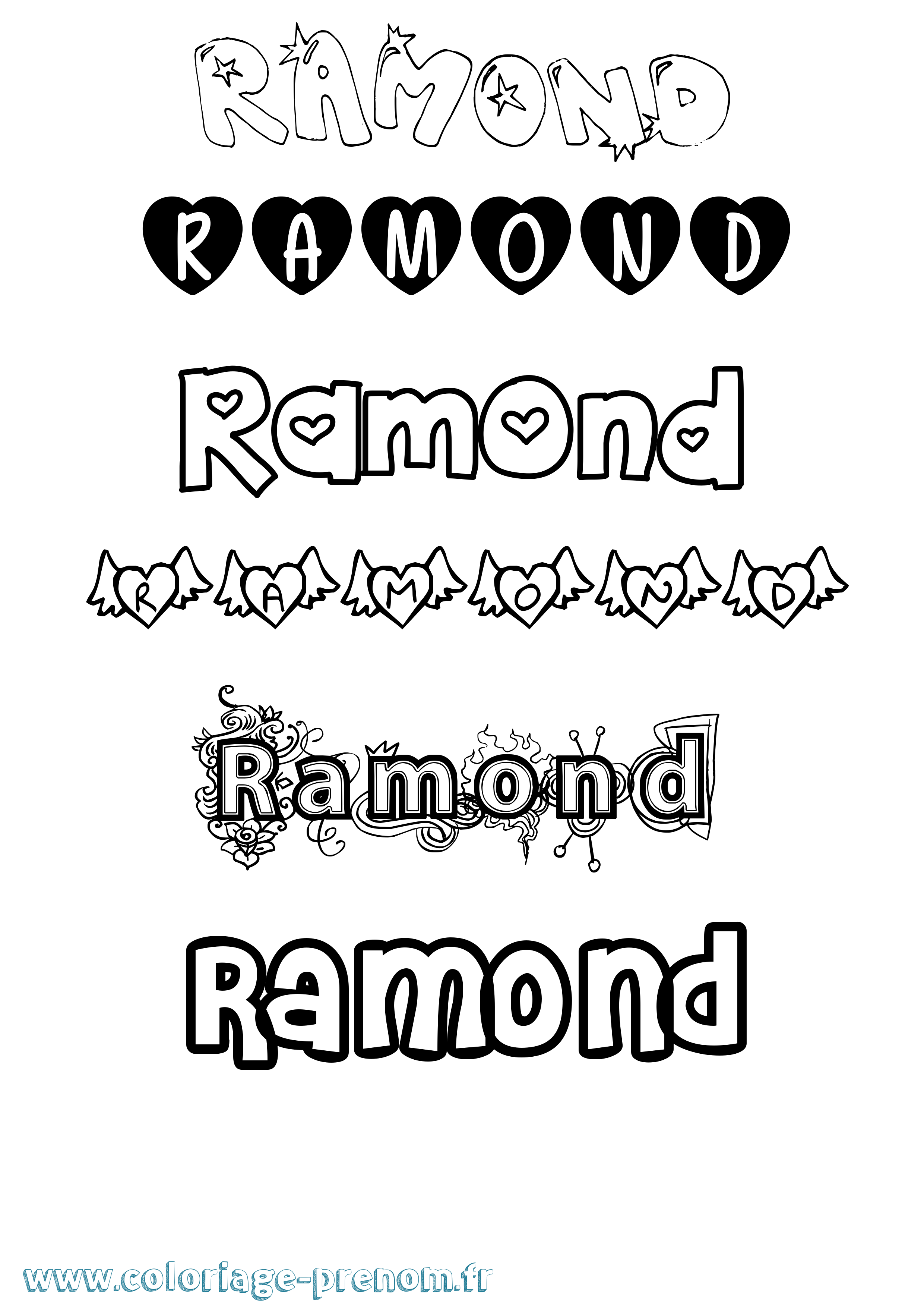 Coloriage Ramond Girly Coloriage prénom Ramond Girly
