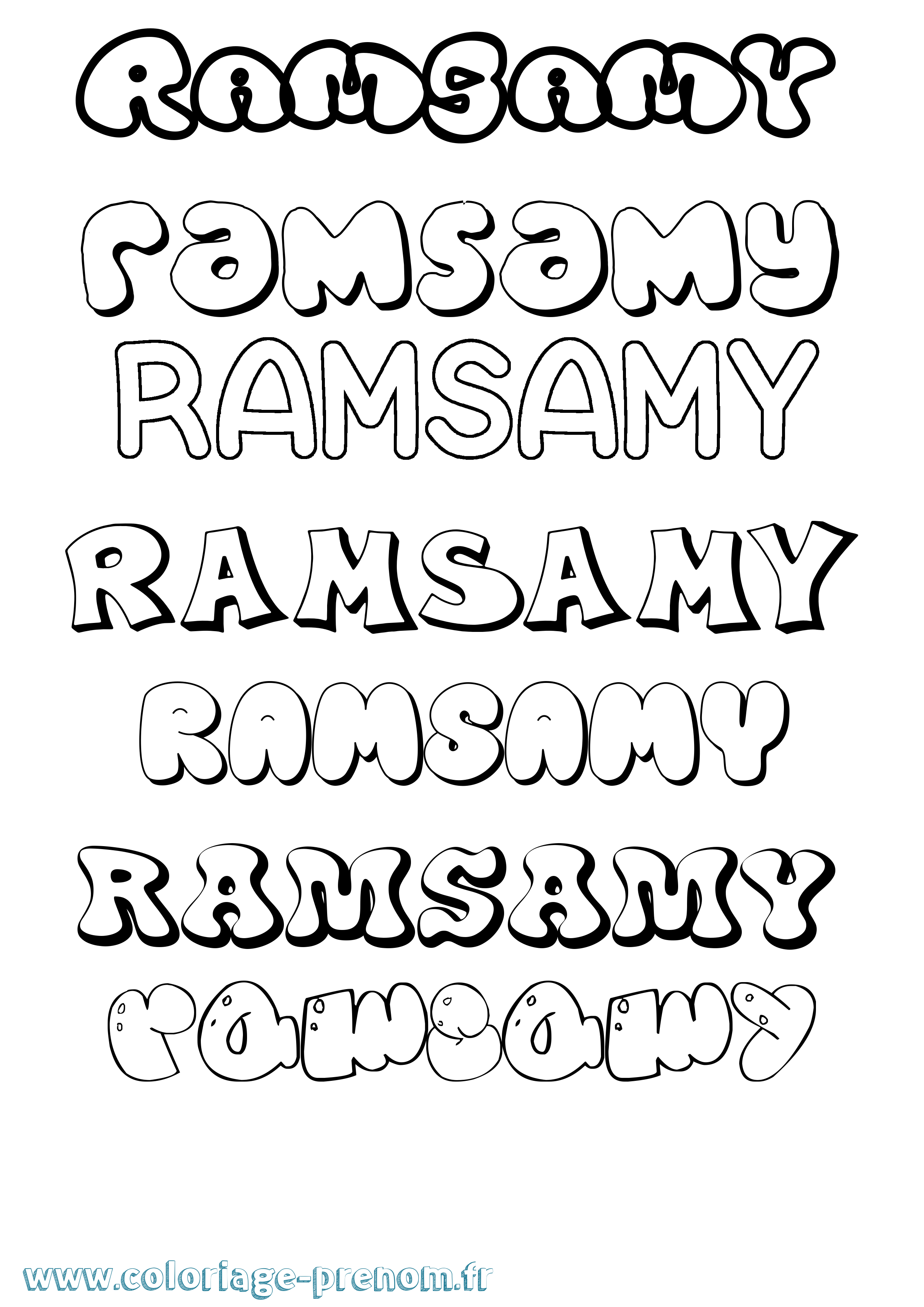 Coloriage Ramsamy Bubble Coloriage prénom Ramsamy Bubble