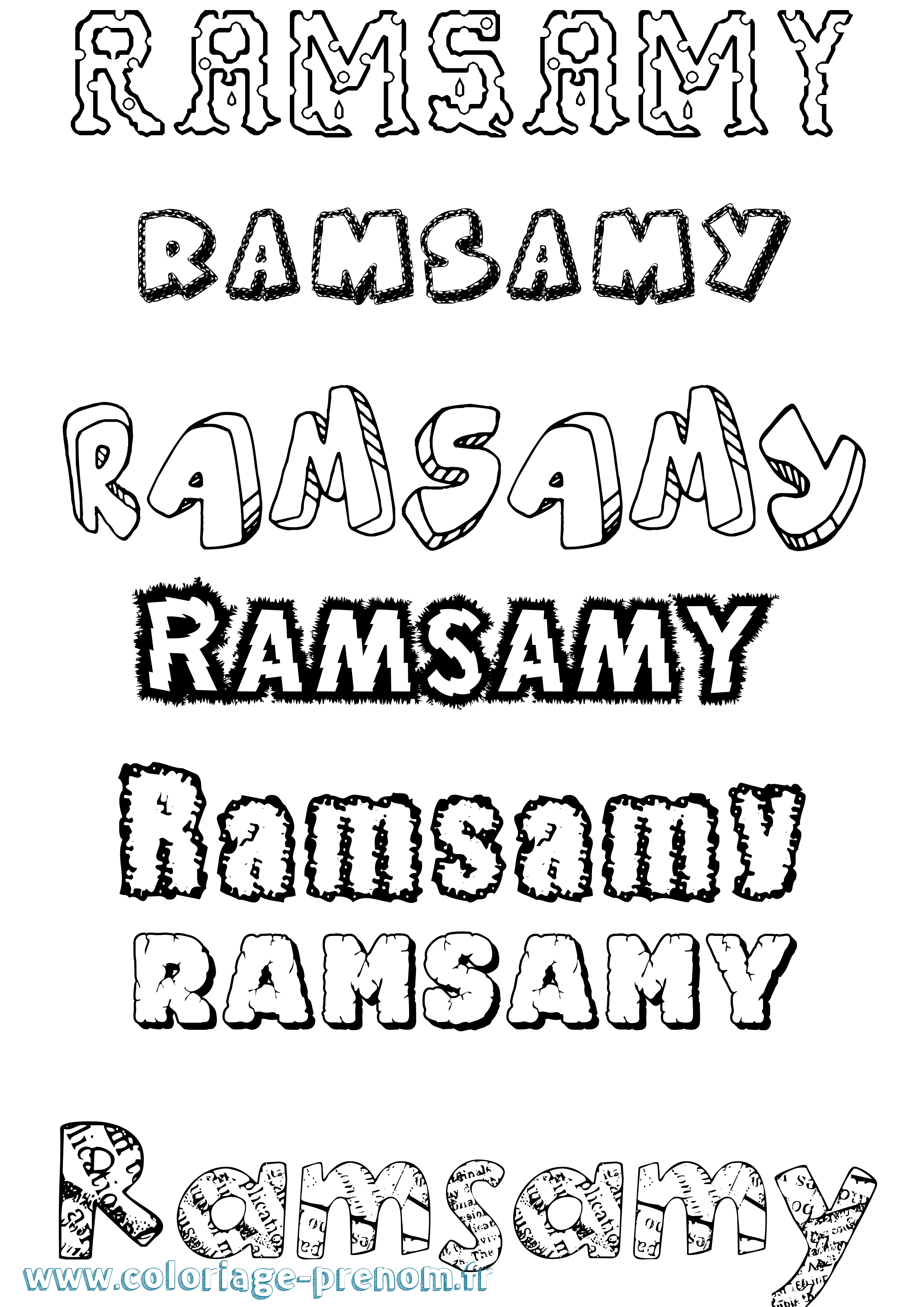 Coloriage Ramsamy Destructuré Coloriage prénom Ramsamy Destructuré