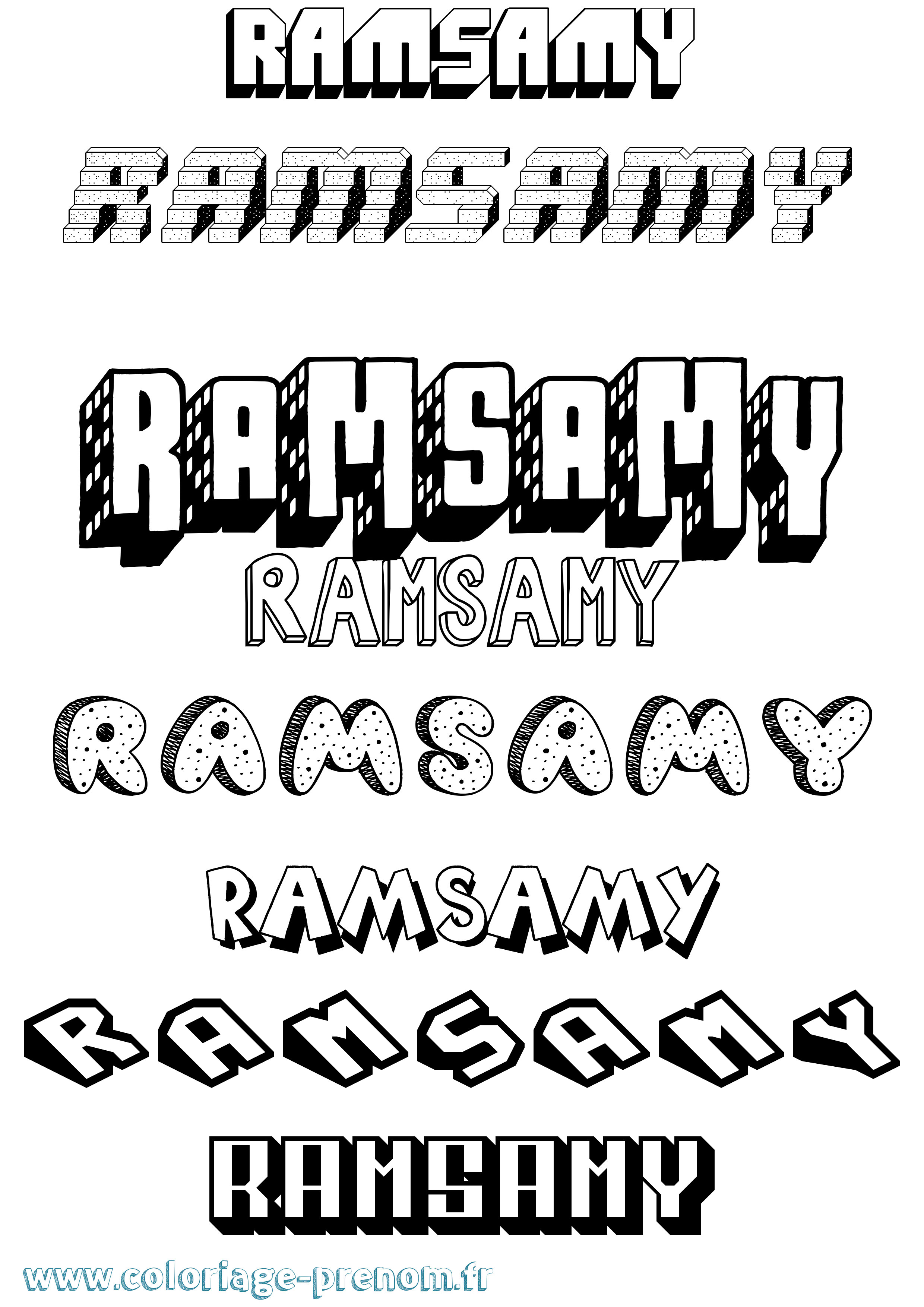 Coloriage Ramsamy Effet 3D Coloriage prénom Ramsamy Effet 3D