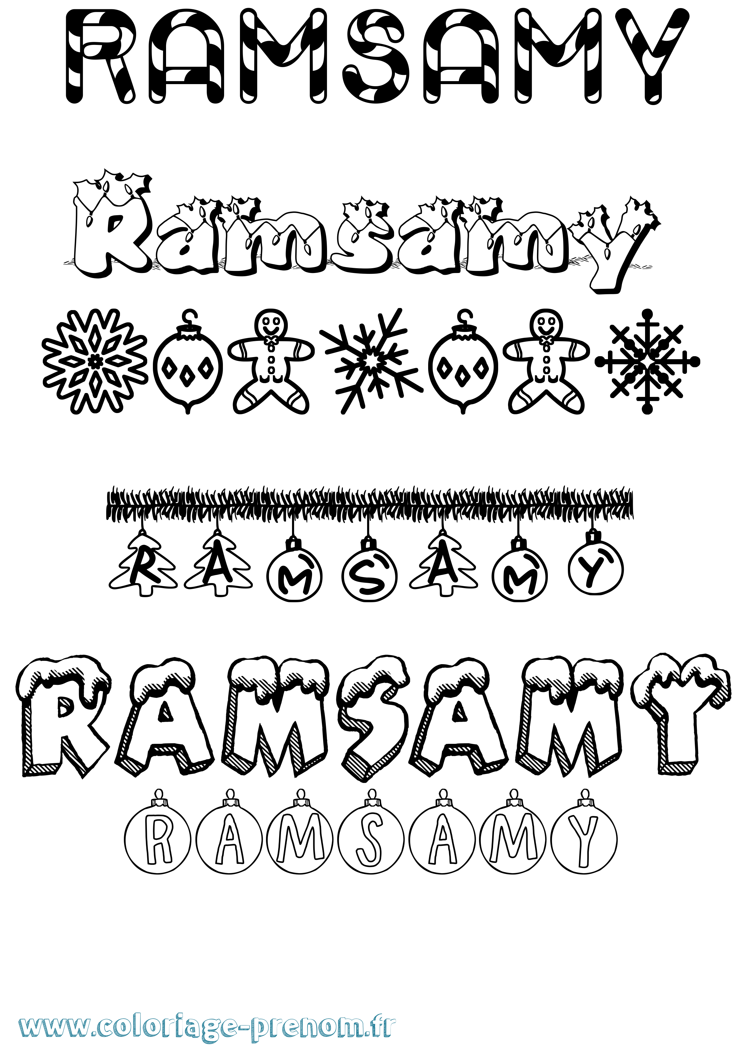 Coloriage Ramsamy Noël Coloriage prénom Ramsamy Noël