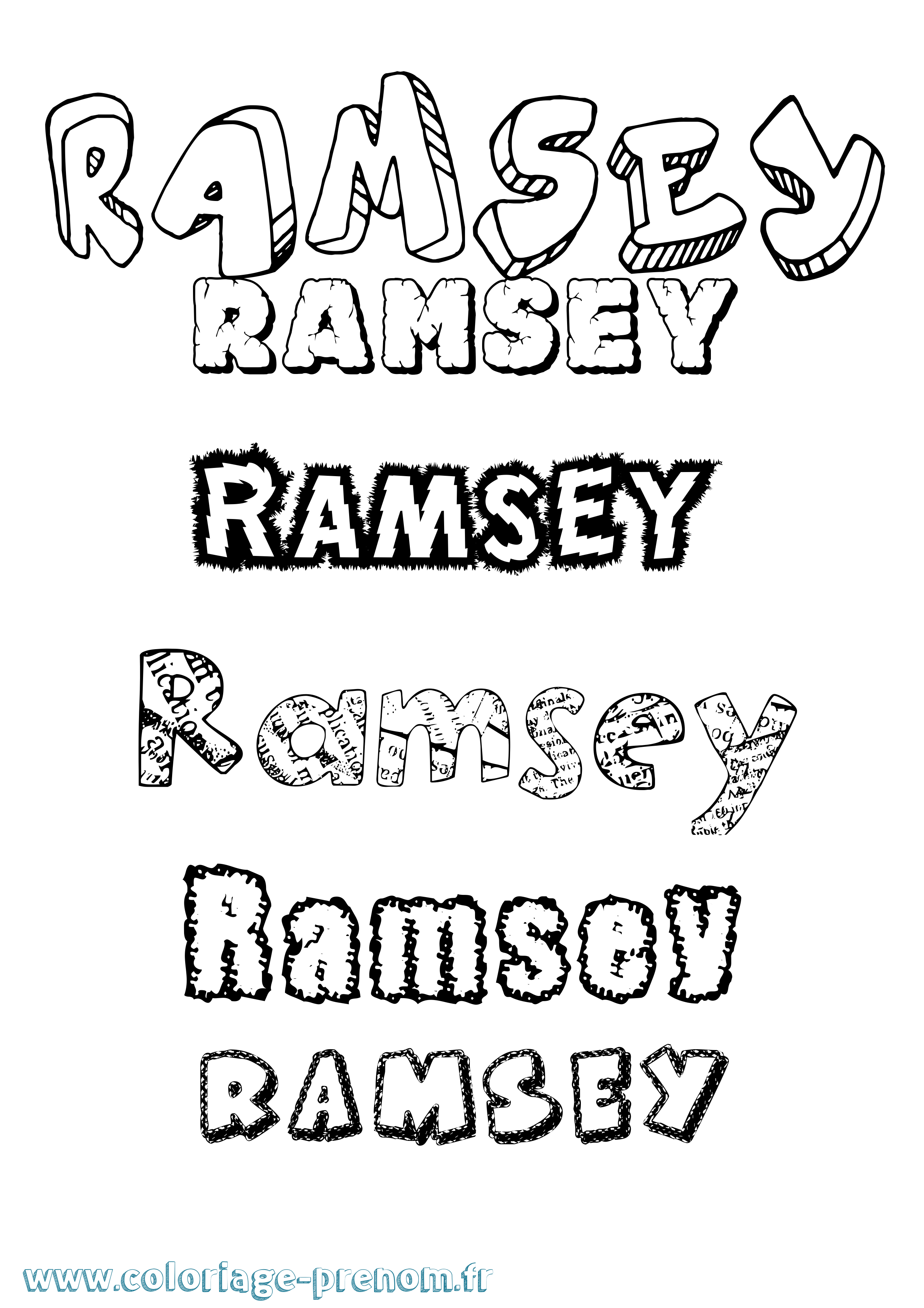 Coloriage Ramsey Destructuré Coloriage prénom Ramsey Destructuré