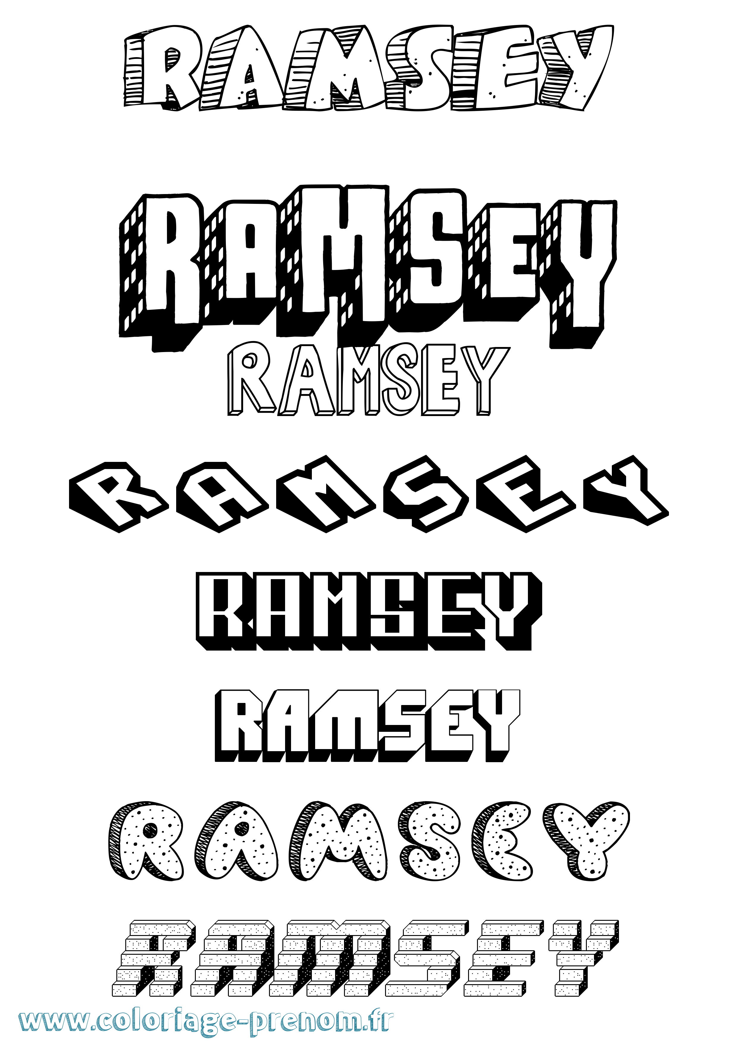 Coloriage Ramsey Effet 3D Coloriage prénom Ramsey Effet 3D