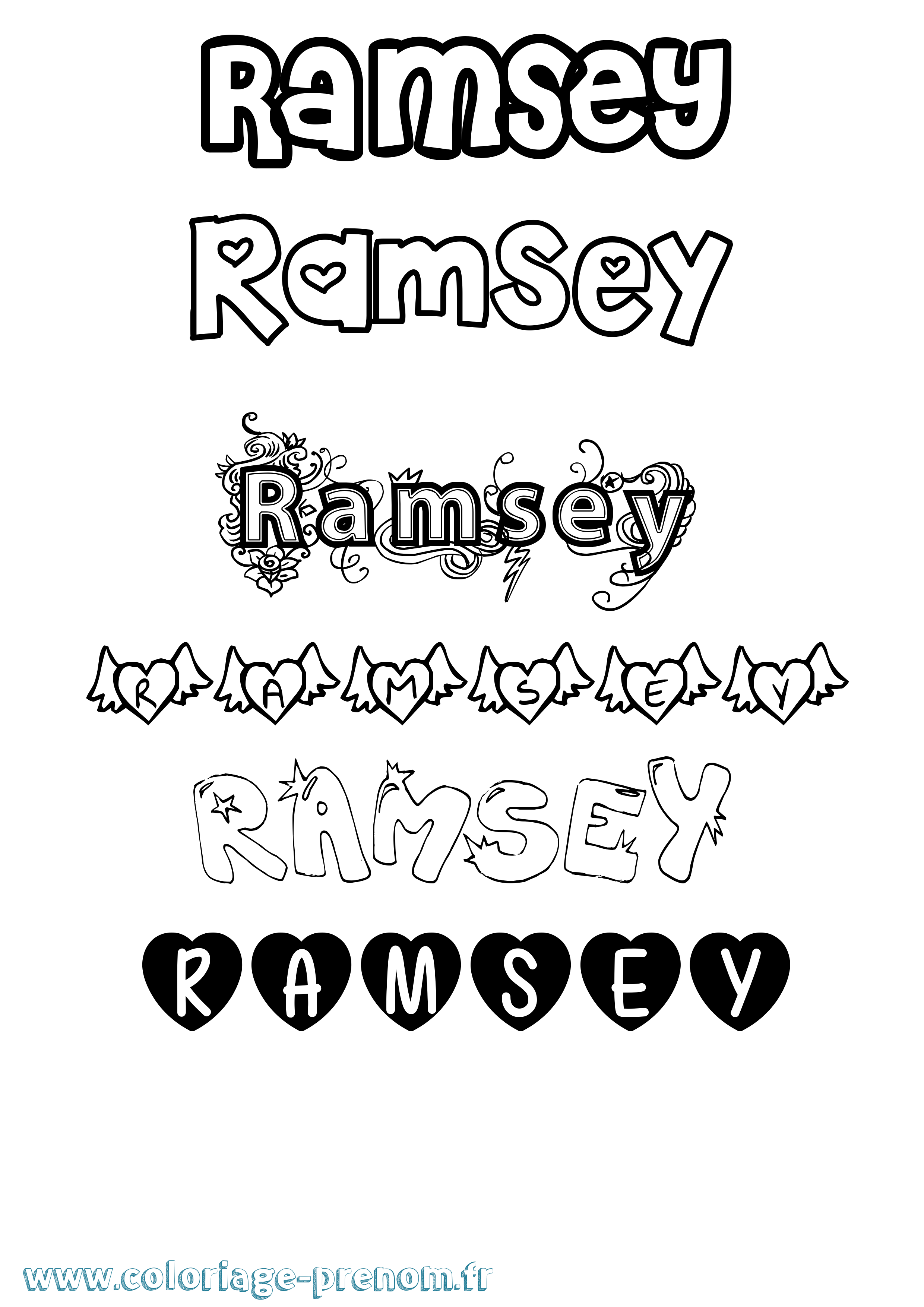 Coloriage Ramsey Girly Coloriage prénom Ramsey Girly