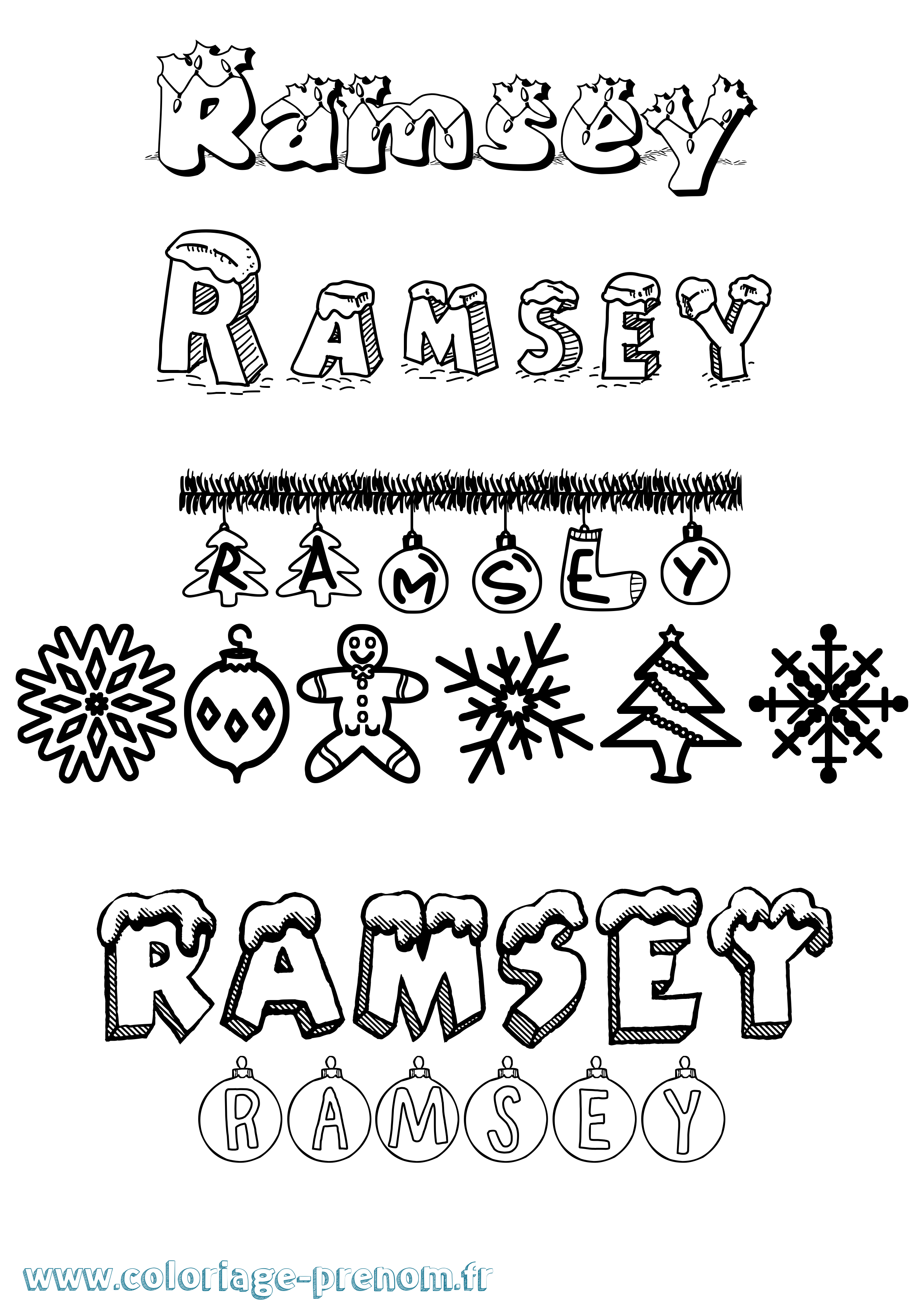 Coloriage Ramsey Noël Coloriage prénom Ramsey Noël