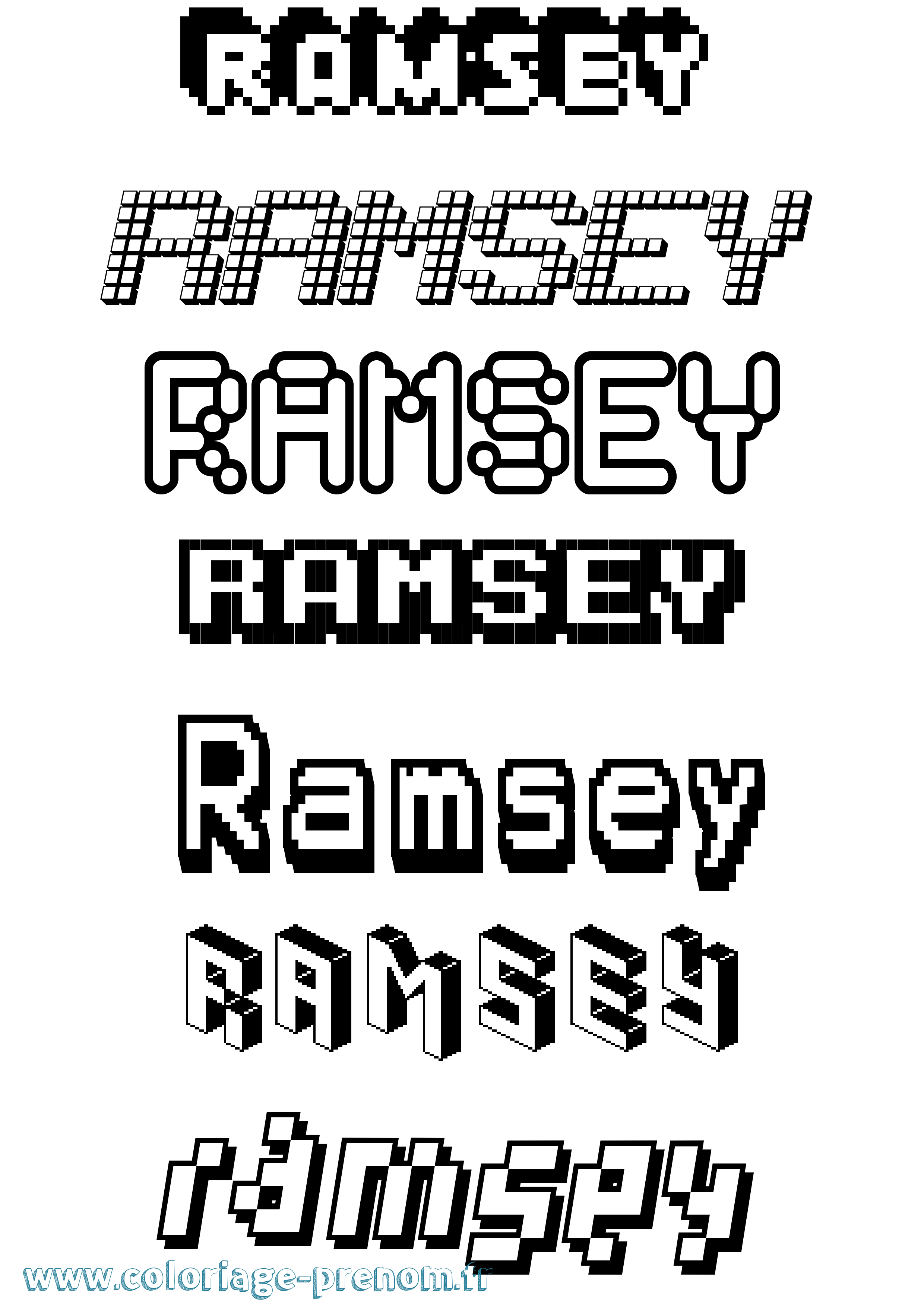 Coloriage Ramsey Pixel Coloriage prénom Ramsey Pixel
