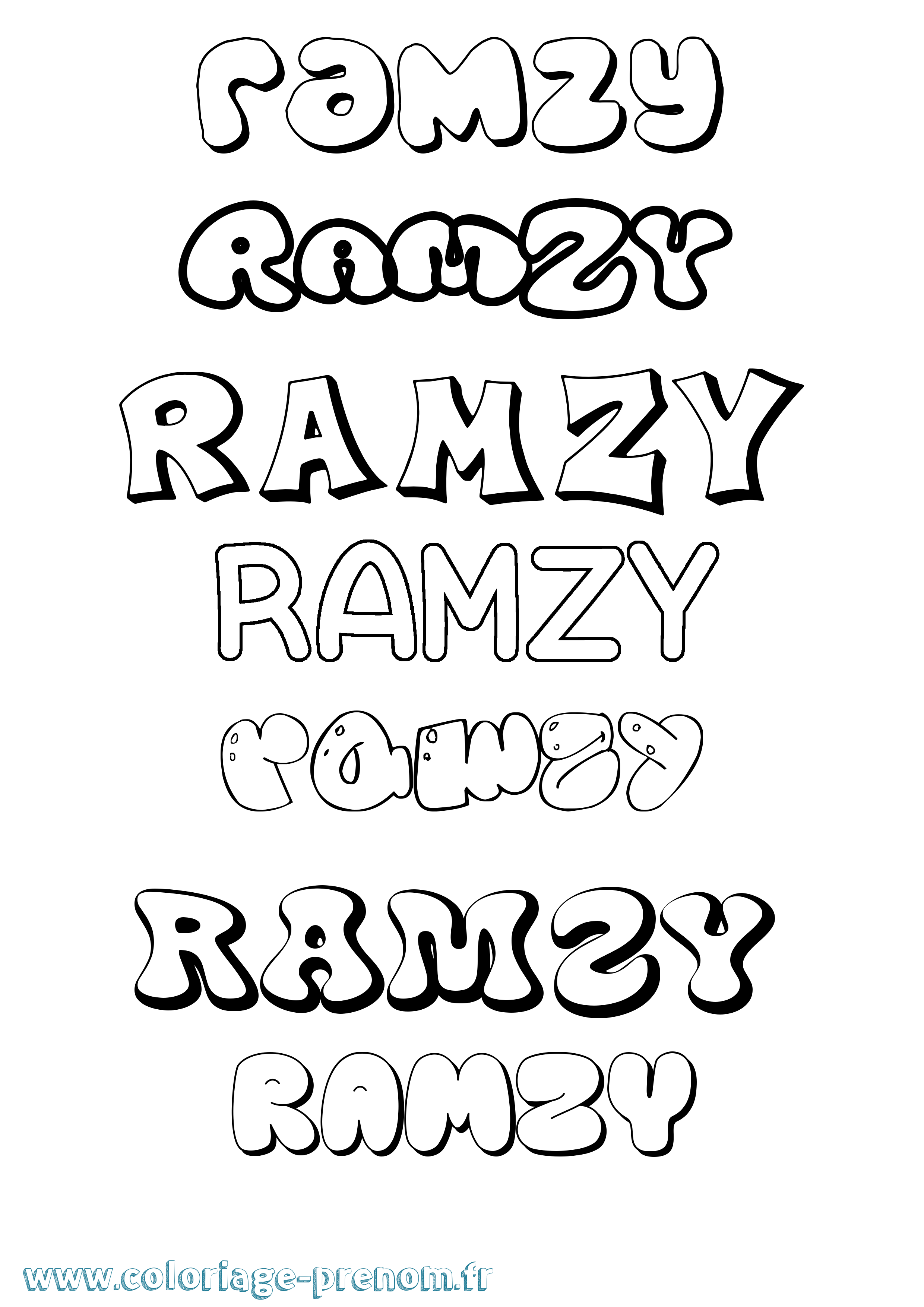 Coloriage Ramzy Bubble Coloriage prénom Ramzy Bubble