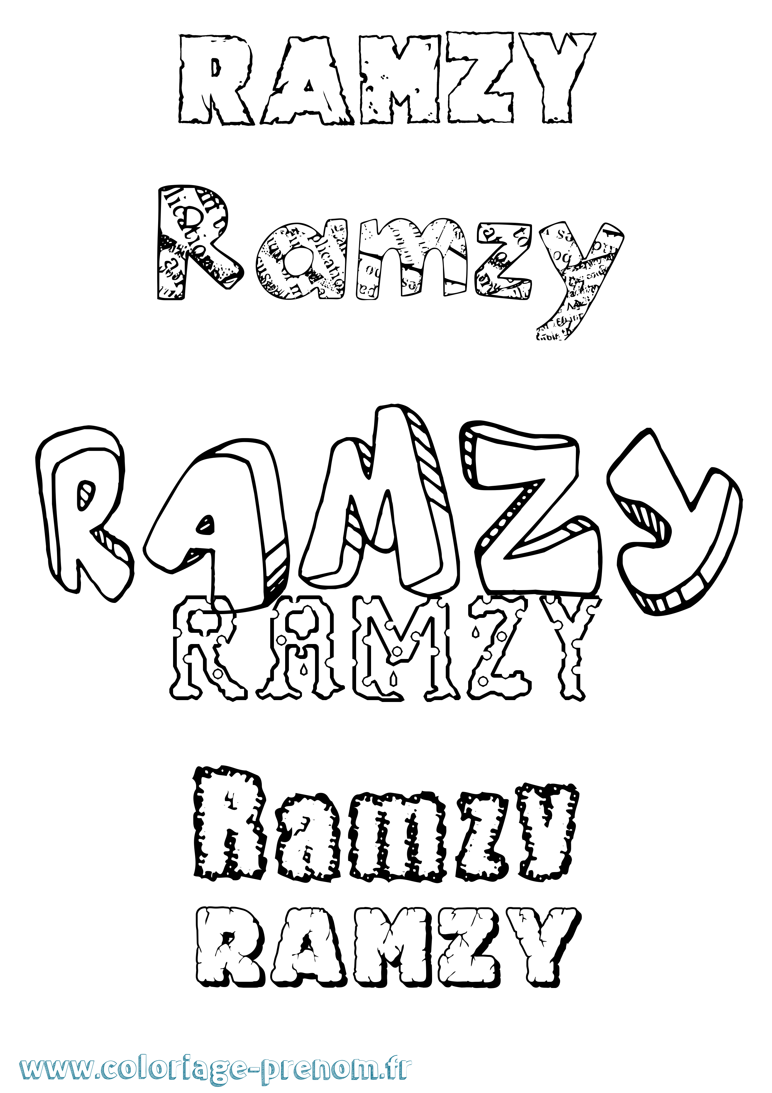 Coloriage Ramzy Destructuré Coloriage prénom Ramzy Destructuré