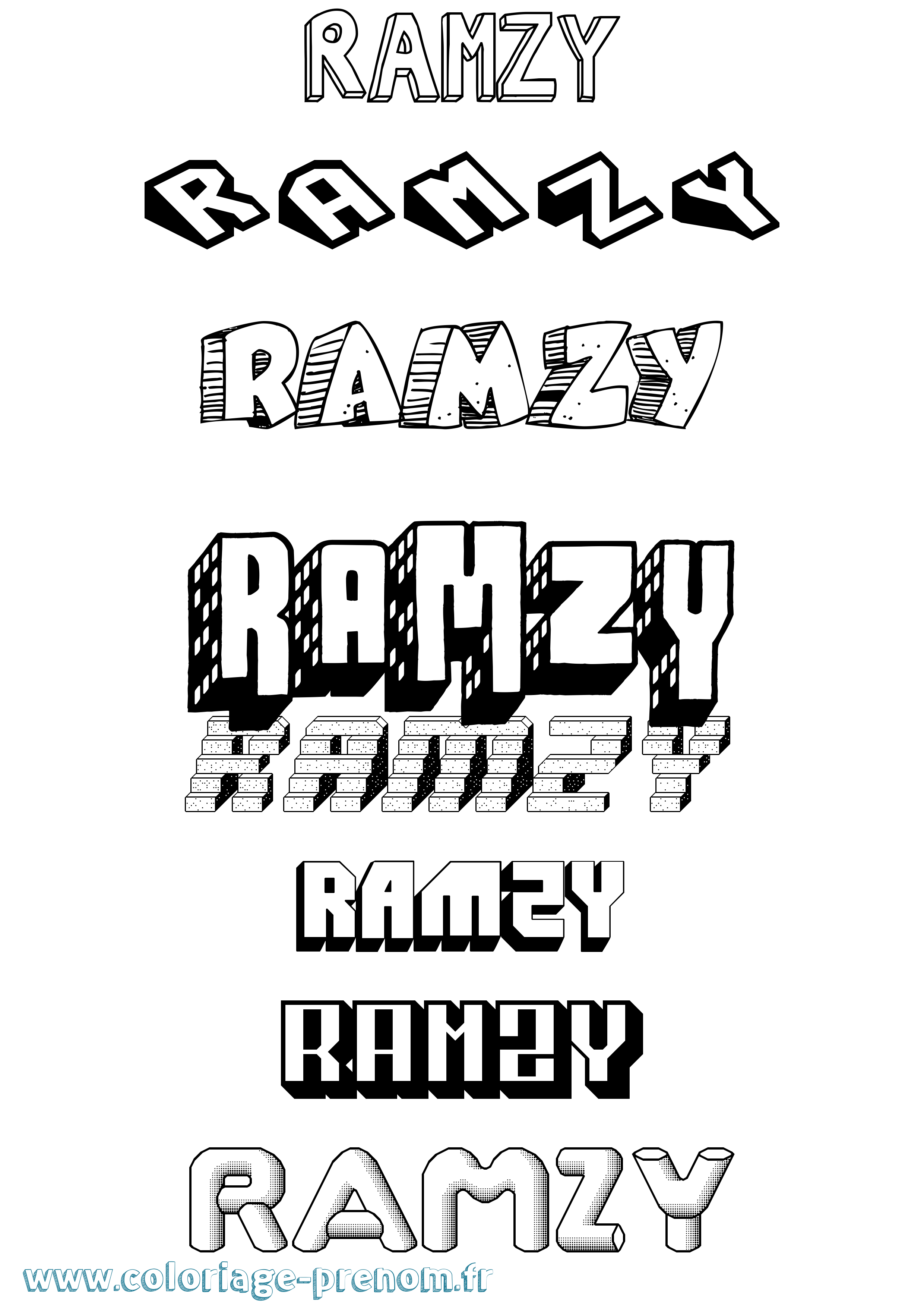 Coloriage Ramzy Effet 3D Coloriage prénom Ramzy Effet 3D
