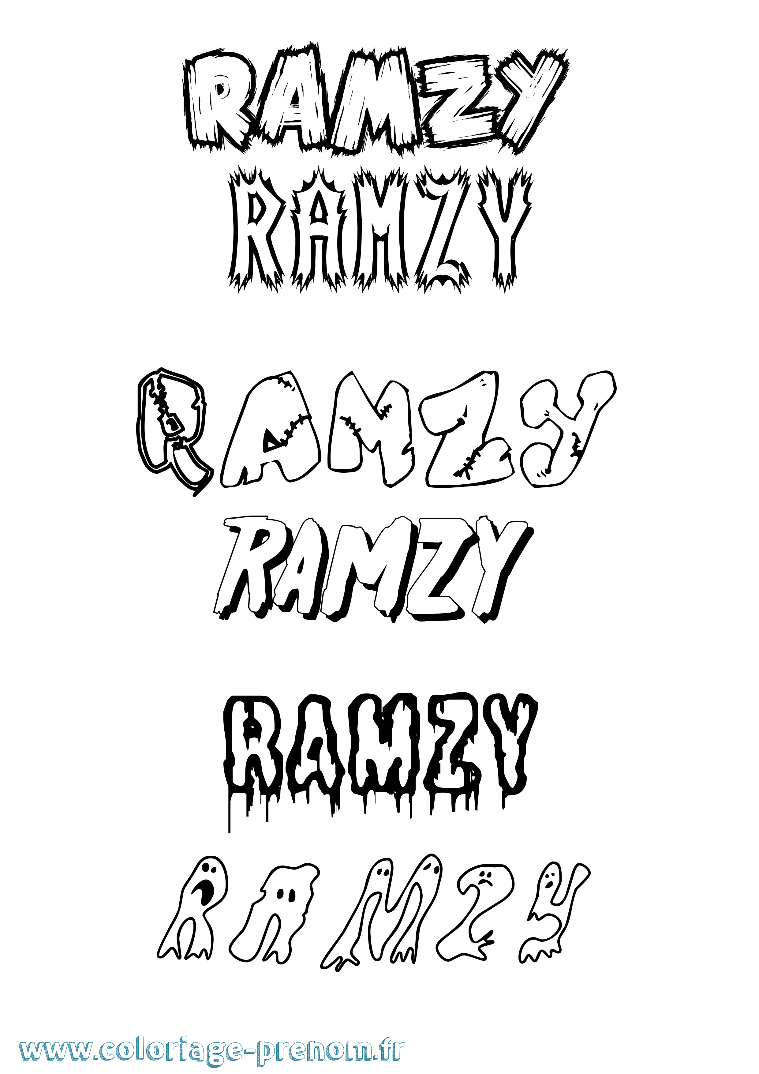 Coloriage Ramzy Frisson Coloriage prénom Ramzy Frisson