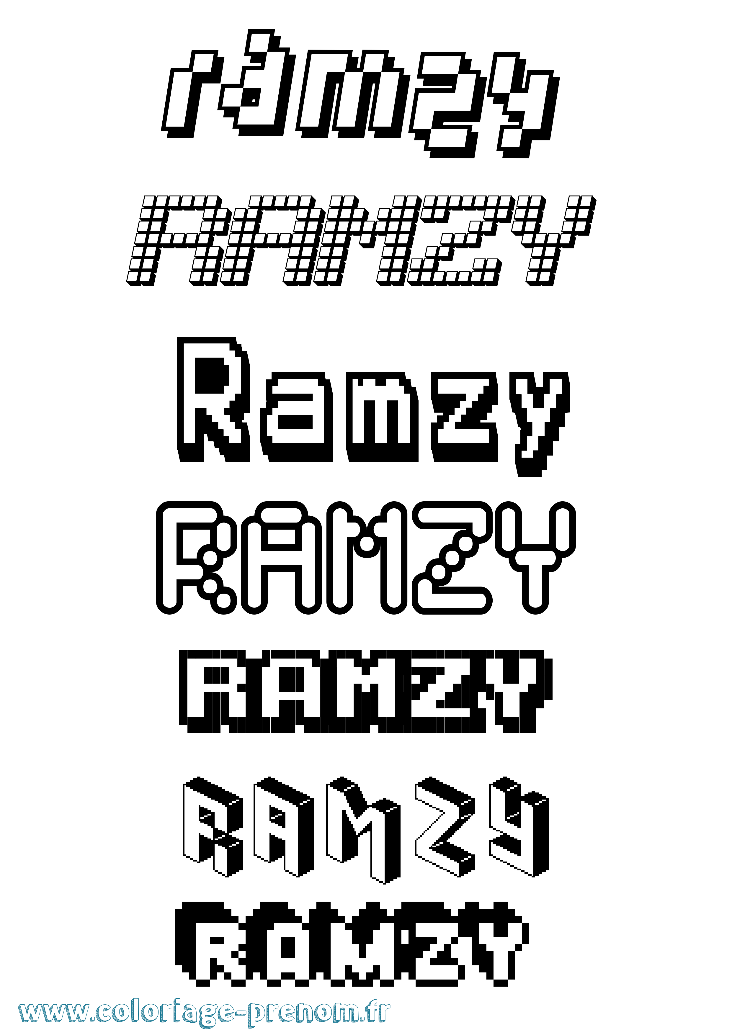 Coloriage Ramzy Pixel Coloriage prénom Ramzy Pixel