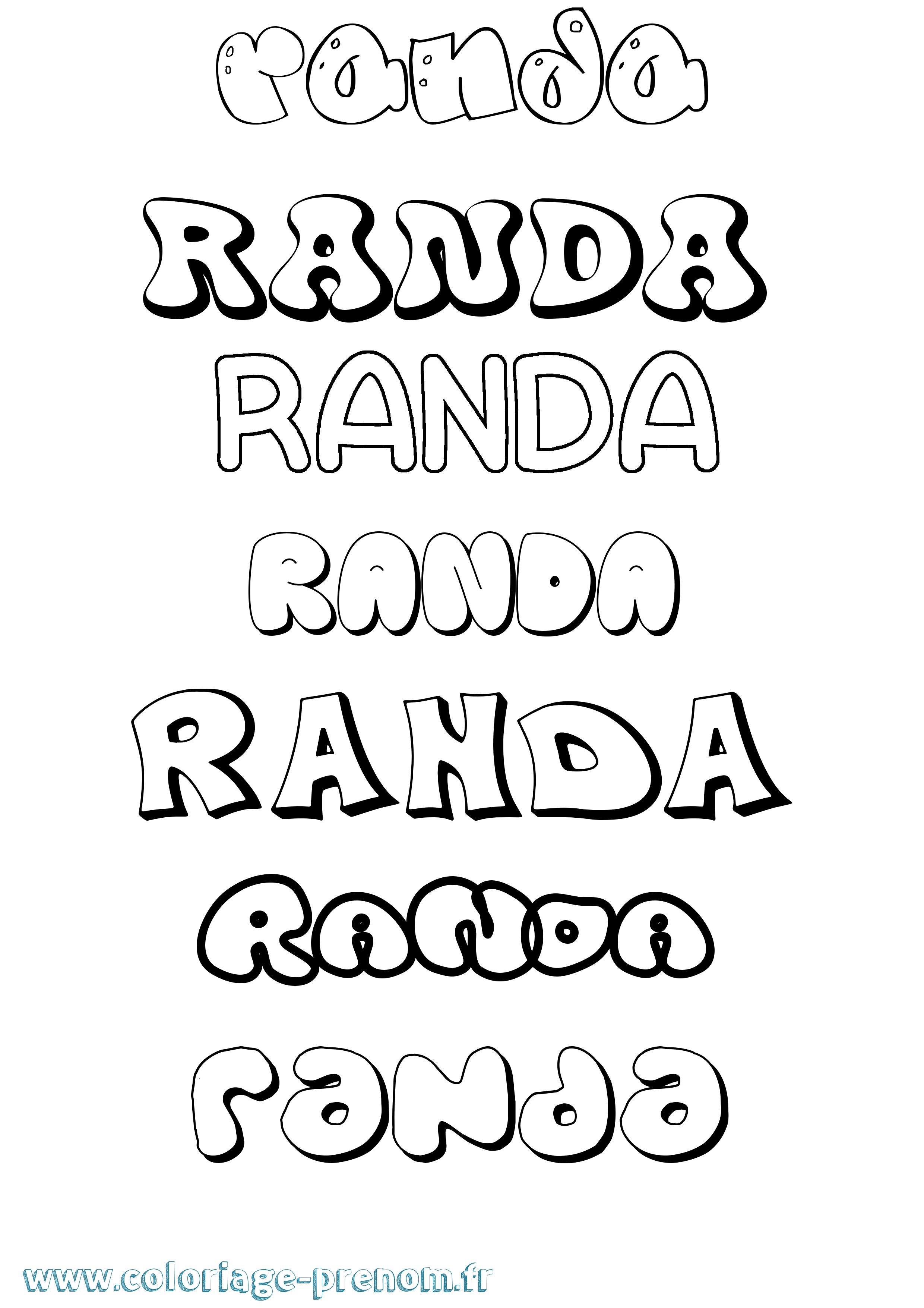 Coloriage Randa Bubble Coloriage prénom Randa Bubble