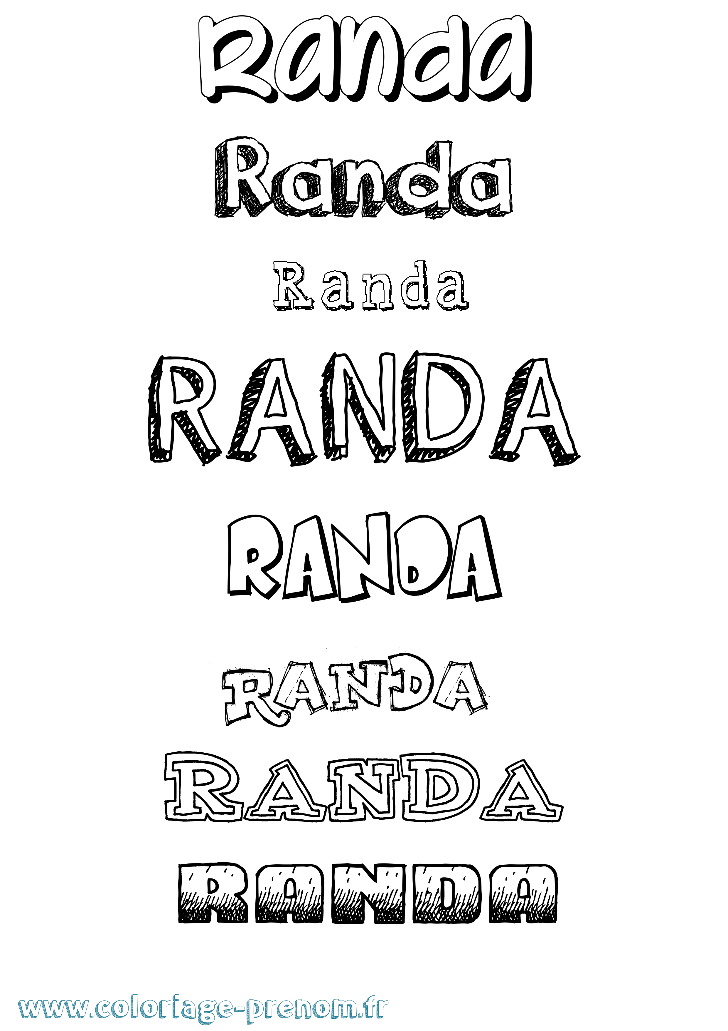 Coloriage Randa Dessiné Coloriage prénom Randa Dessiné