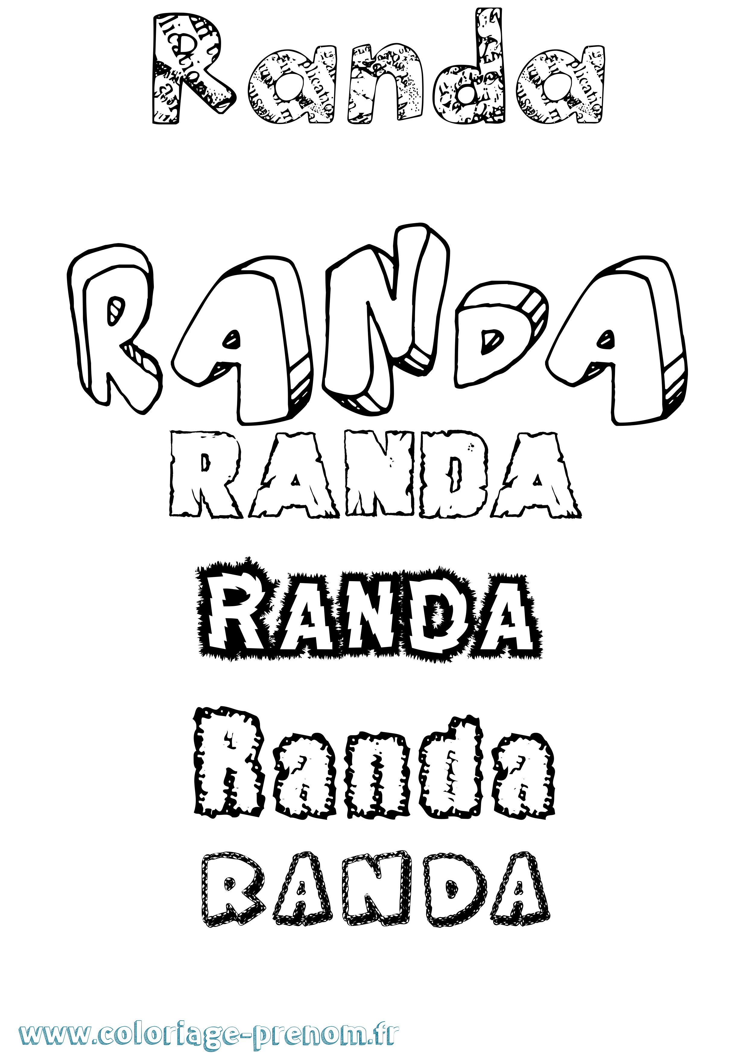 Coloriage Randa Destructuré Coloriage prénom Randa Destructuré