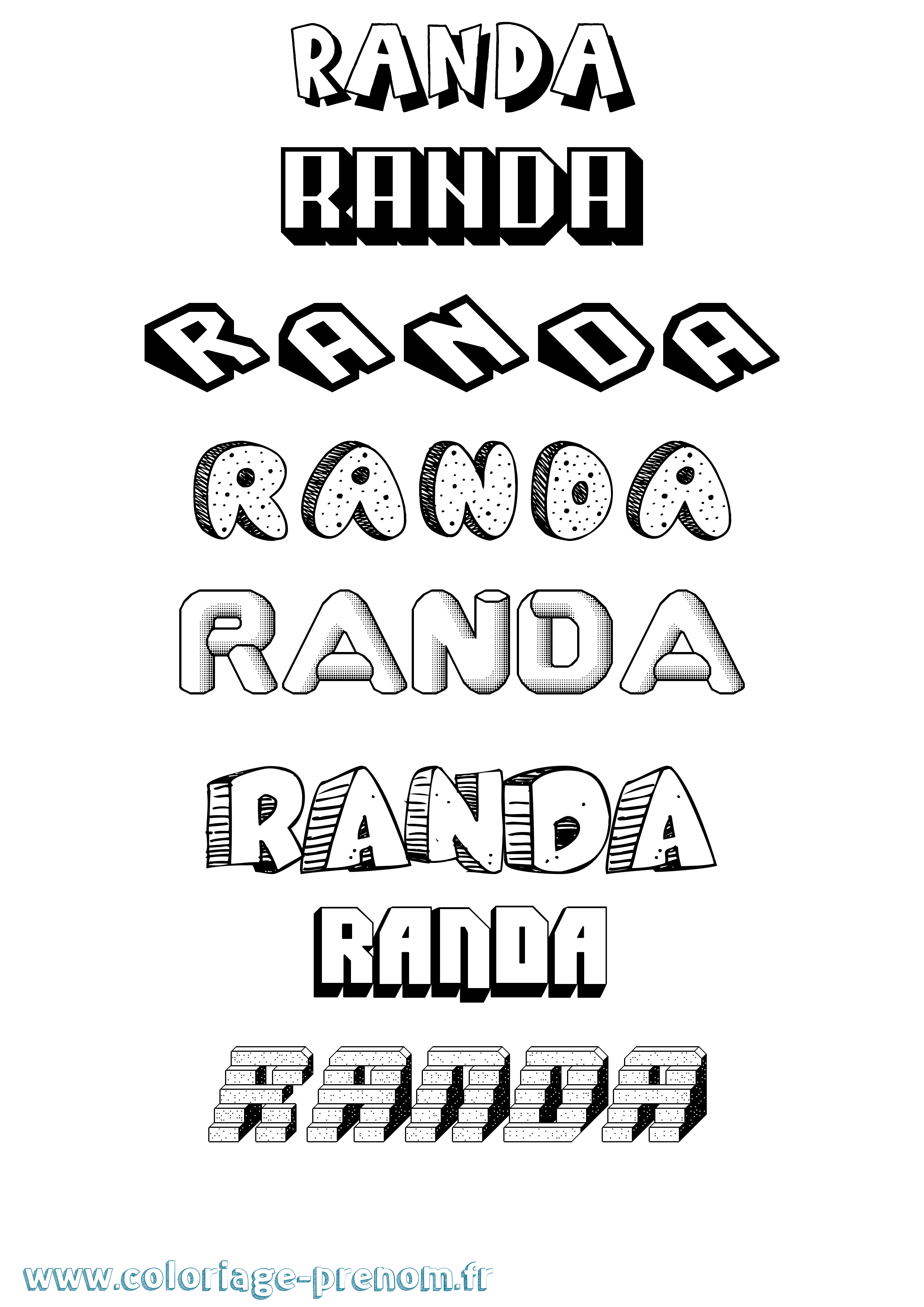 Coloriage Randa Effet 3D Coloriage prénom Randa Effet 3D