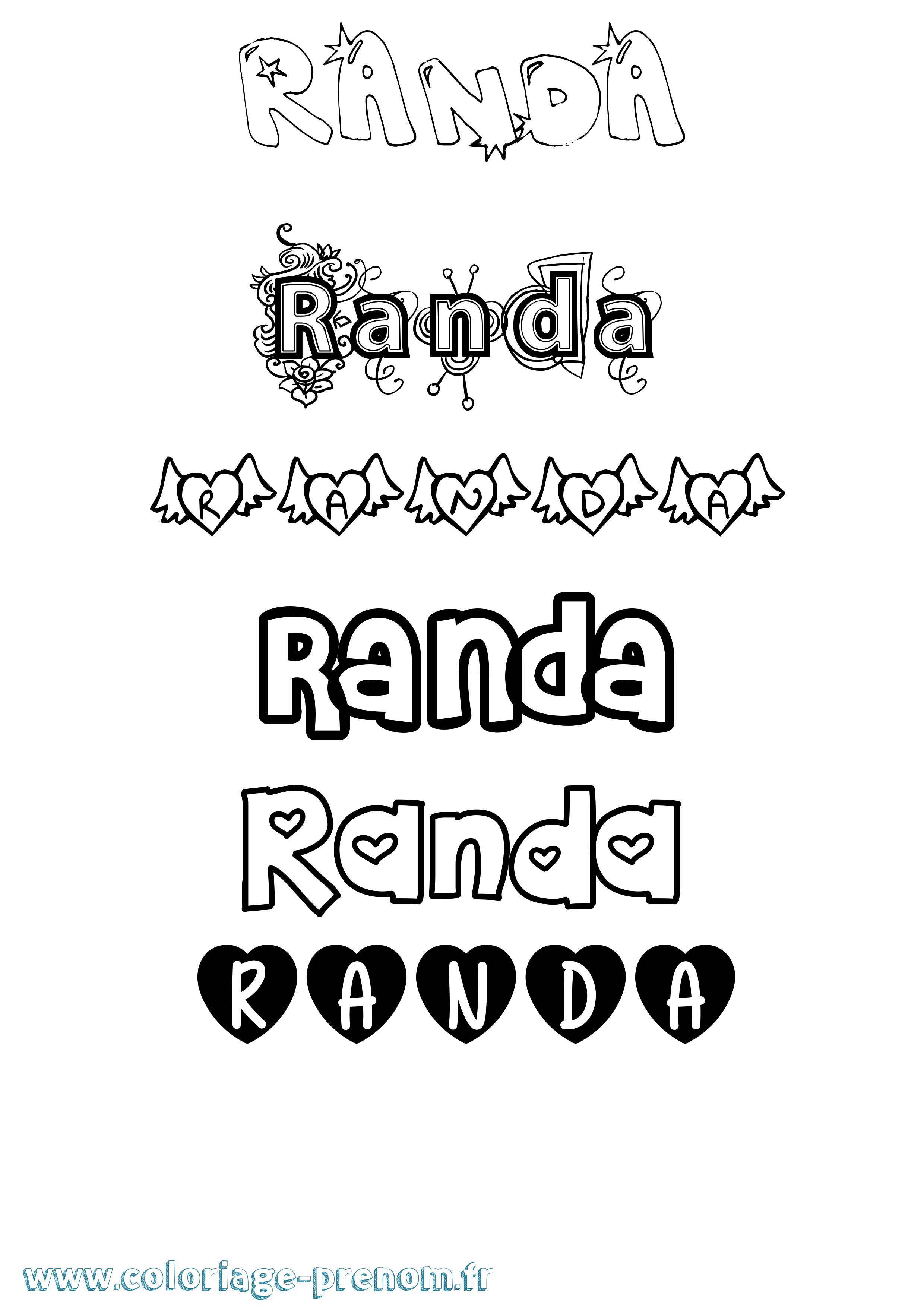 Coloriage Randa Girly Coloriage prénom Randa Girly